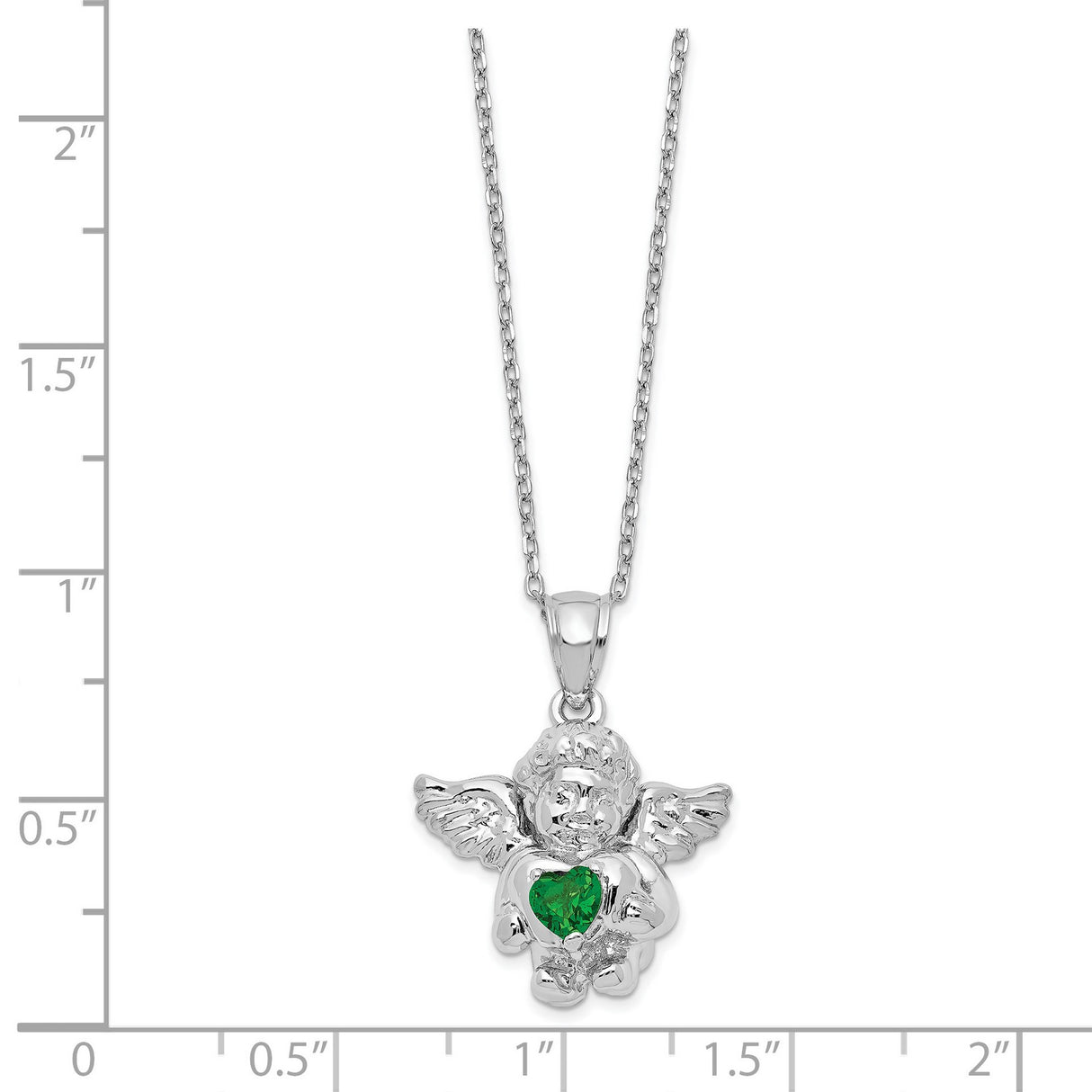 CZ May Birthstone Angel Ash Holder 18 inch Necklace Charm Pendant in Real 925 Sterling Silver