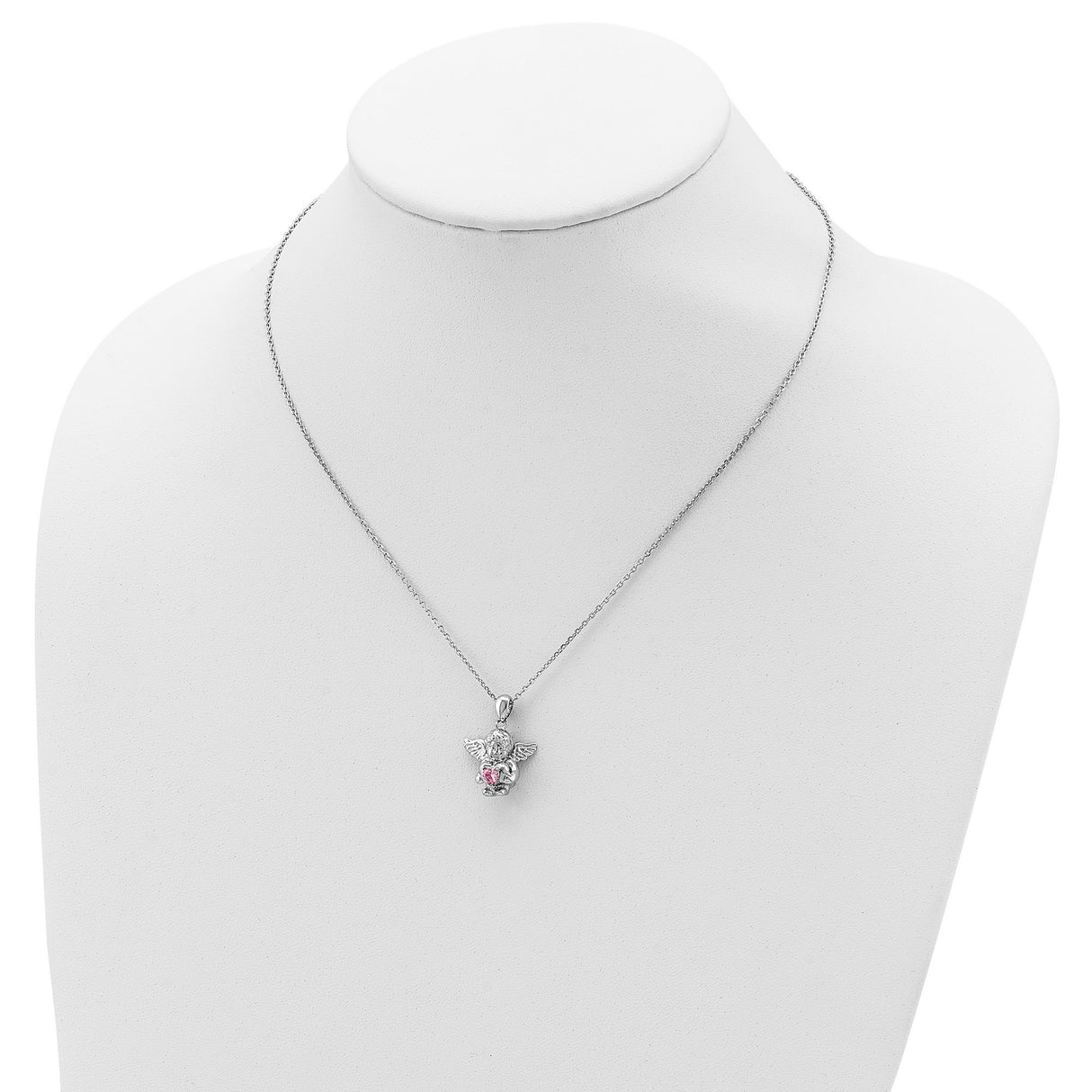 CZ Oct Birthstone Angel Ash Holder 18 inch Necklace Charm Pendant in Real 925 Sterling Silver