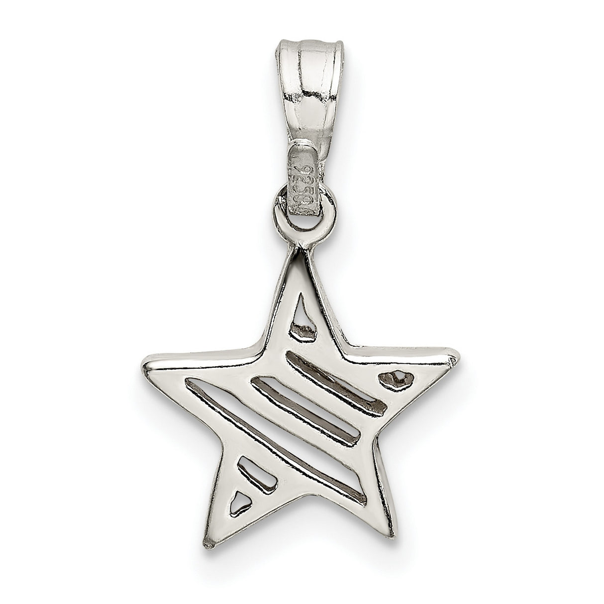 Sterling Silver Star Pendant with Cutout and Etched Detail, Celestial Minimalist Jewelry