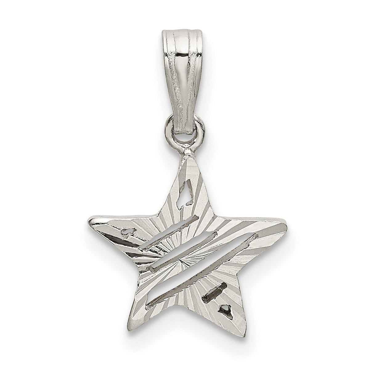 Sterling Silver Star Pendant with Cutout and Etched Detail, Celestial Minimalist Jewelry