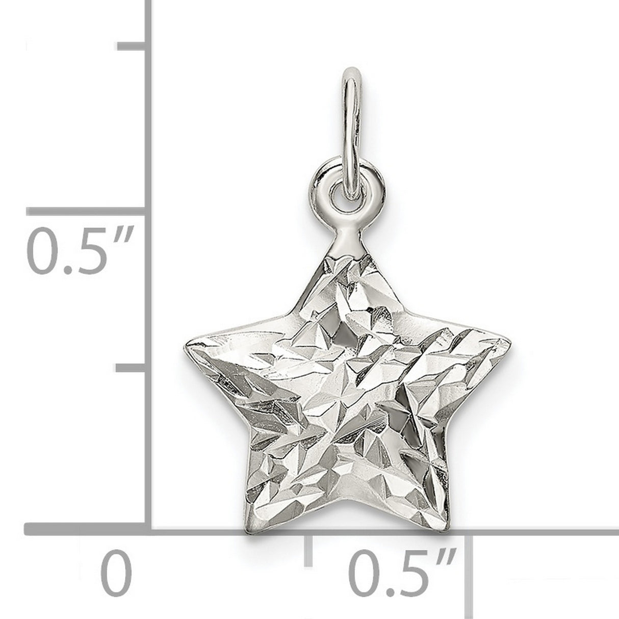 Sterling Silver Star Pendant Charm with Diamond-Cut Texture, Celestial Design