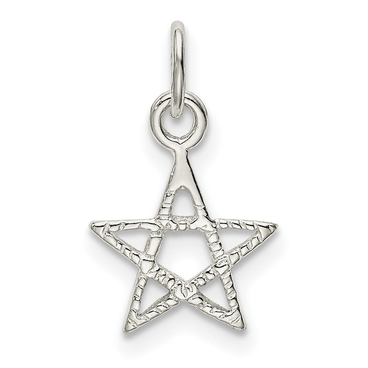 Sterling Silver Pentagram Pendant with Textured Five-Pointed Star, Wiccan Pagan Amulet for Women