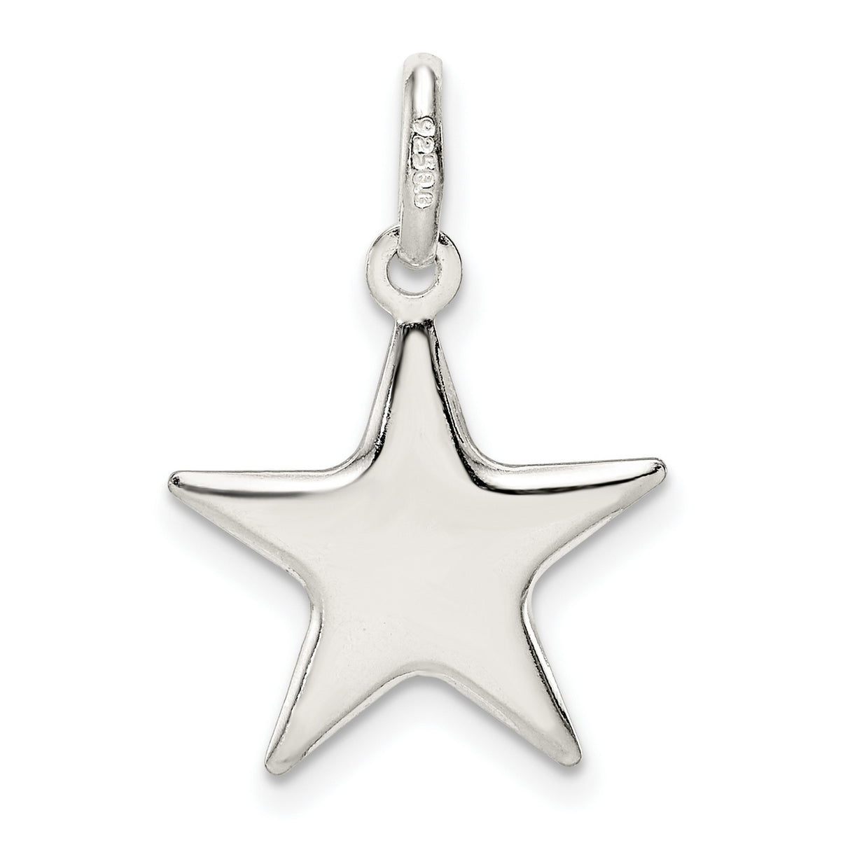 Sterling Silver Star Pendant, Diamond Cut Textured Five-Pointed Celestial Charm for Women or Unisex Wear