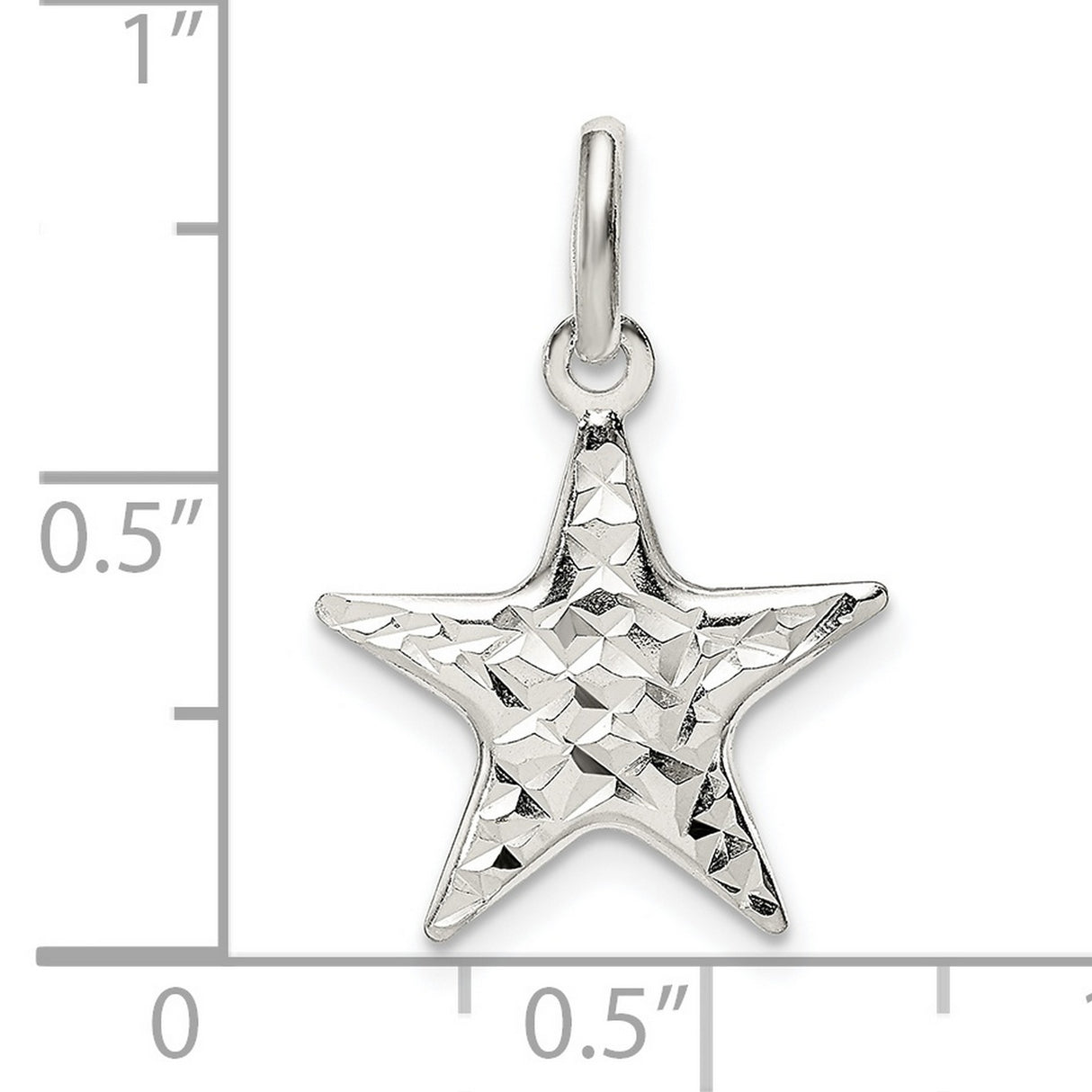 Sterling Silver Star Pendant, Diamond Cut Textured Five-Pointed Celestial Charm for Women or Unisex Wear