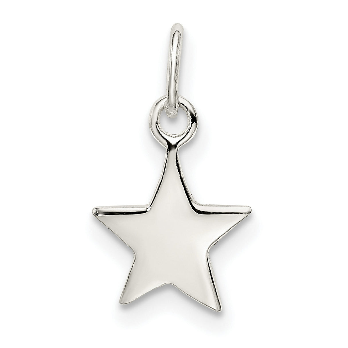 Sterling Silver Star Charm Pendant with Faceted Polished Finish, Celestial Symbol Design