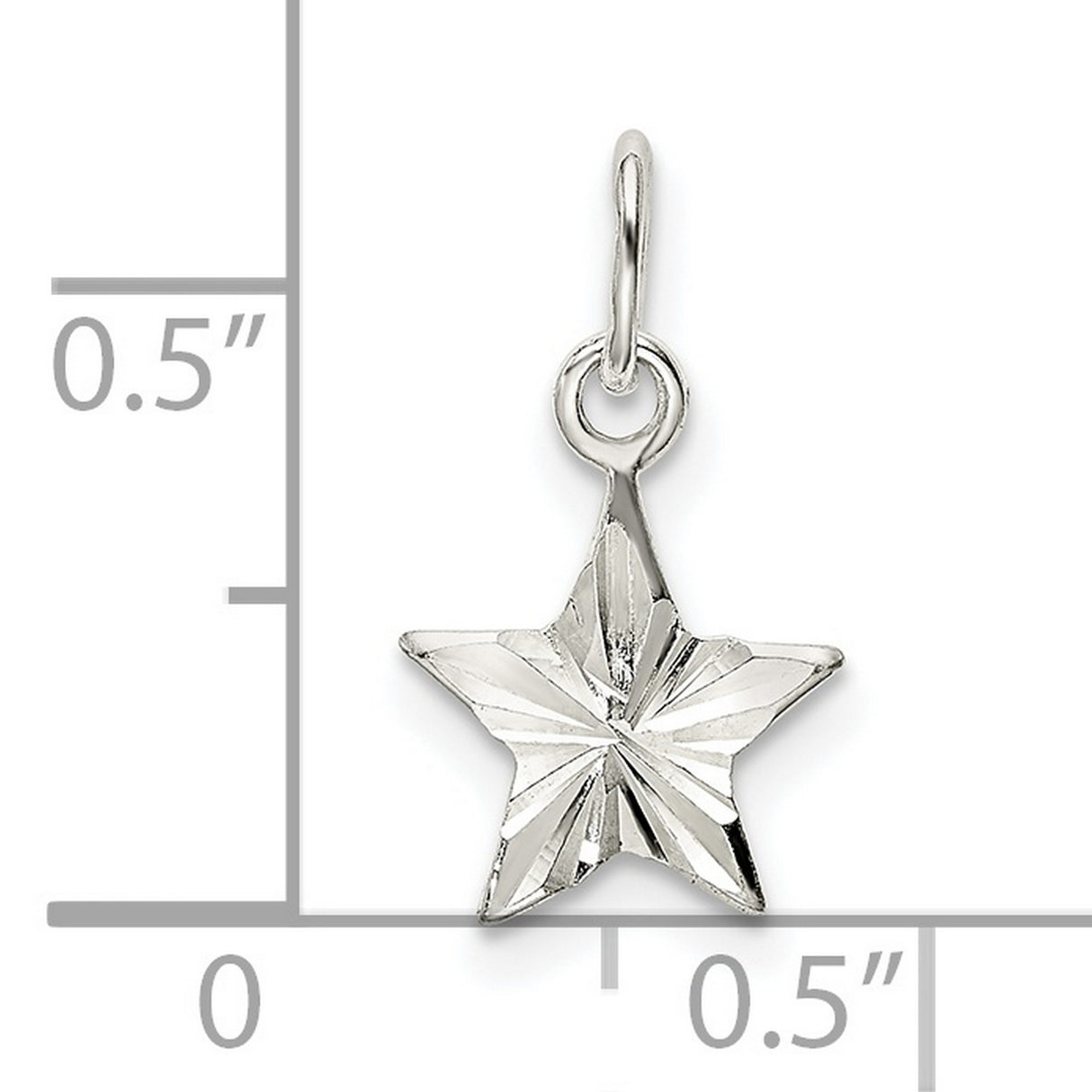 Sterling Silver Star Charm Pendant with Faceted Polished Finish, Celestial Symbol Design