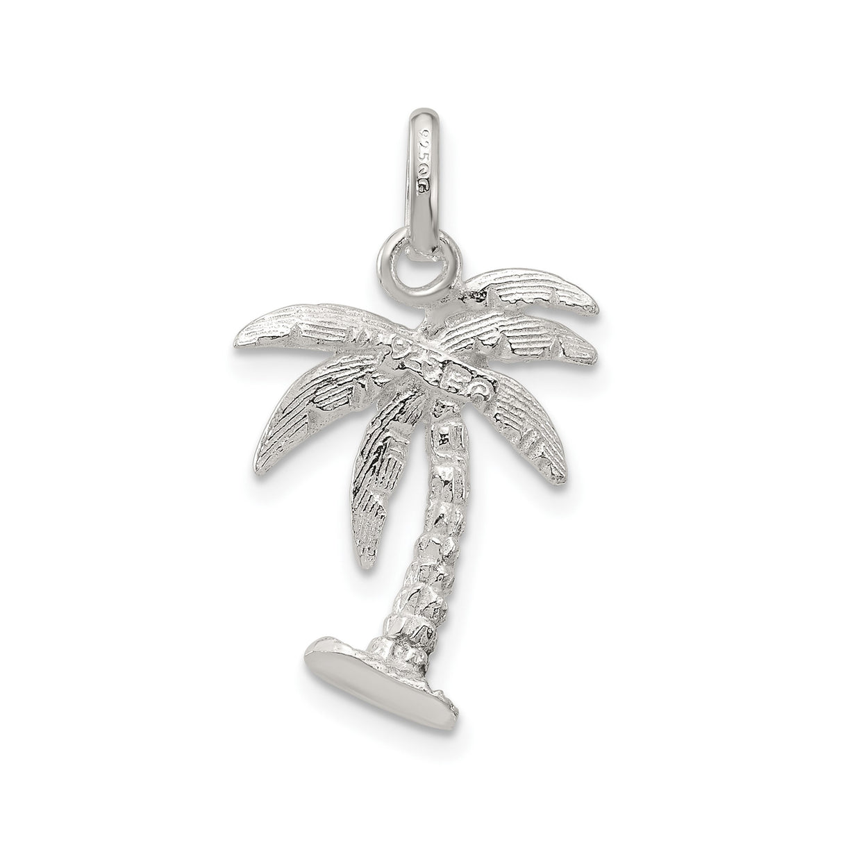 Sterling Silver Palm Tree Pendant, Tropical Beach Charm for Women