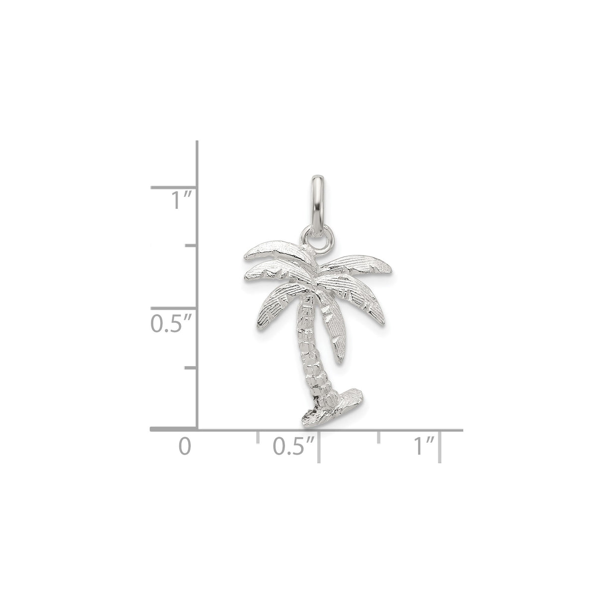 Sterling Silver Palm Tree Pendant, Tropical Beach Charm for Women