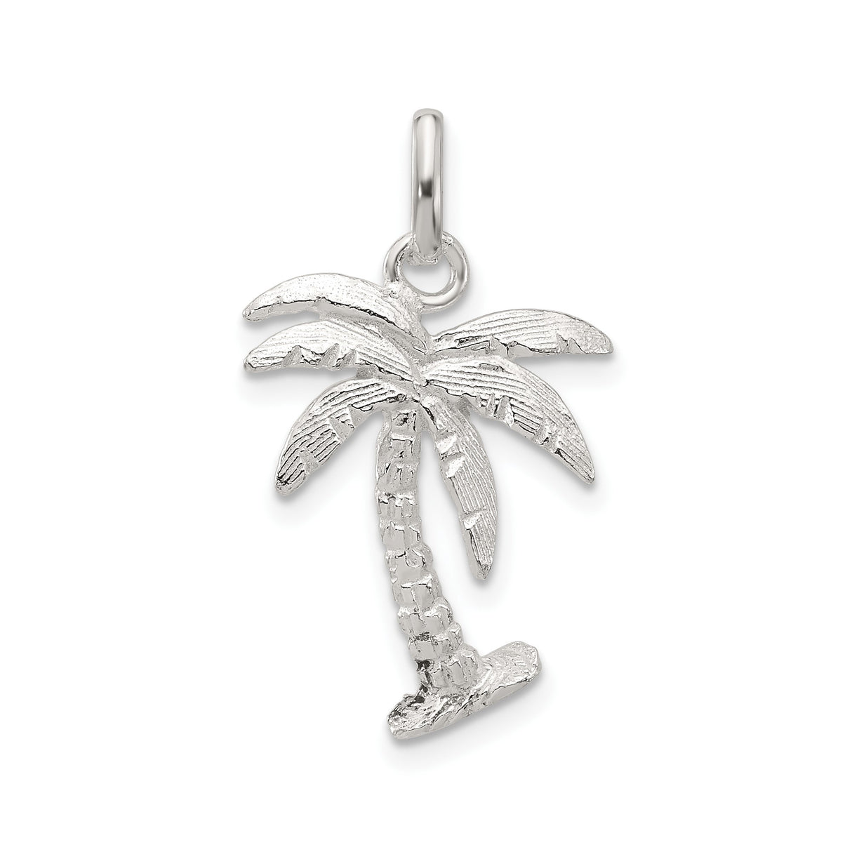 Sterling Silver Palm Tree Pendant, Tropical Beach Charm for Women