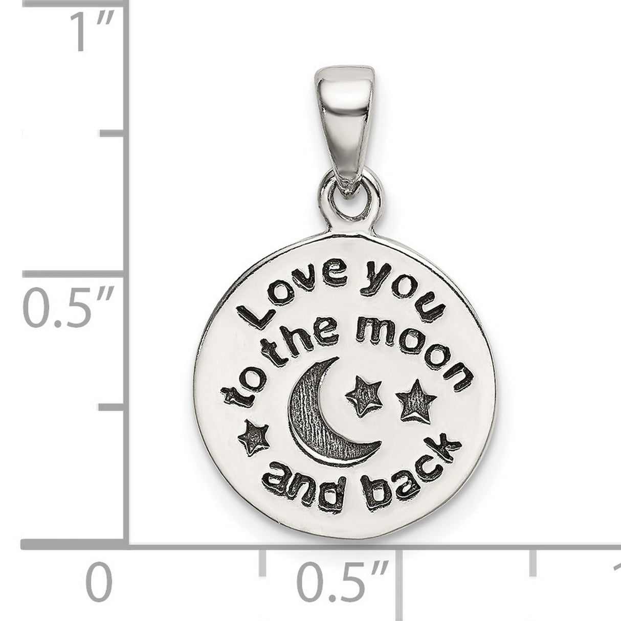 Sterling Silver Pendant with Moon and Star Charm, Love You to the Moon and Back Quote