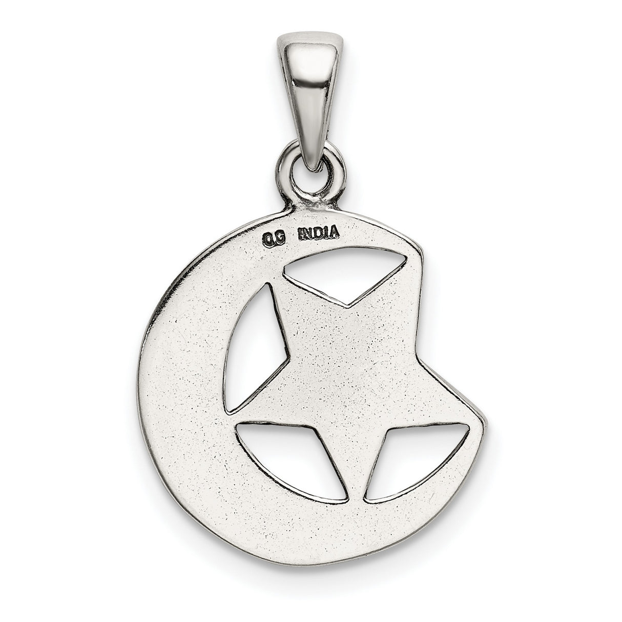 Sterling Silver Moon Pendant with Cutout Star, I Love You to the Moon and Back Theme