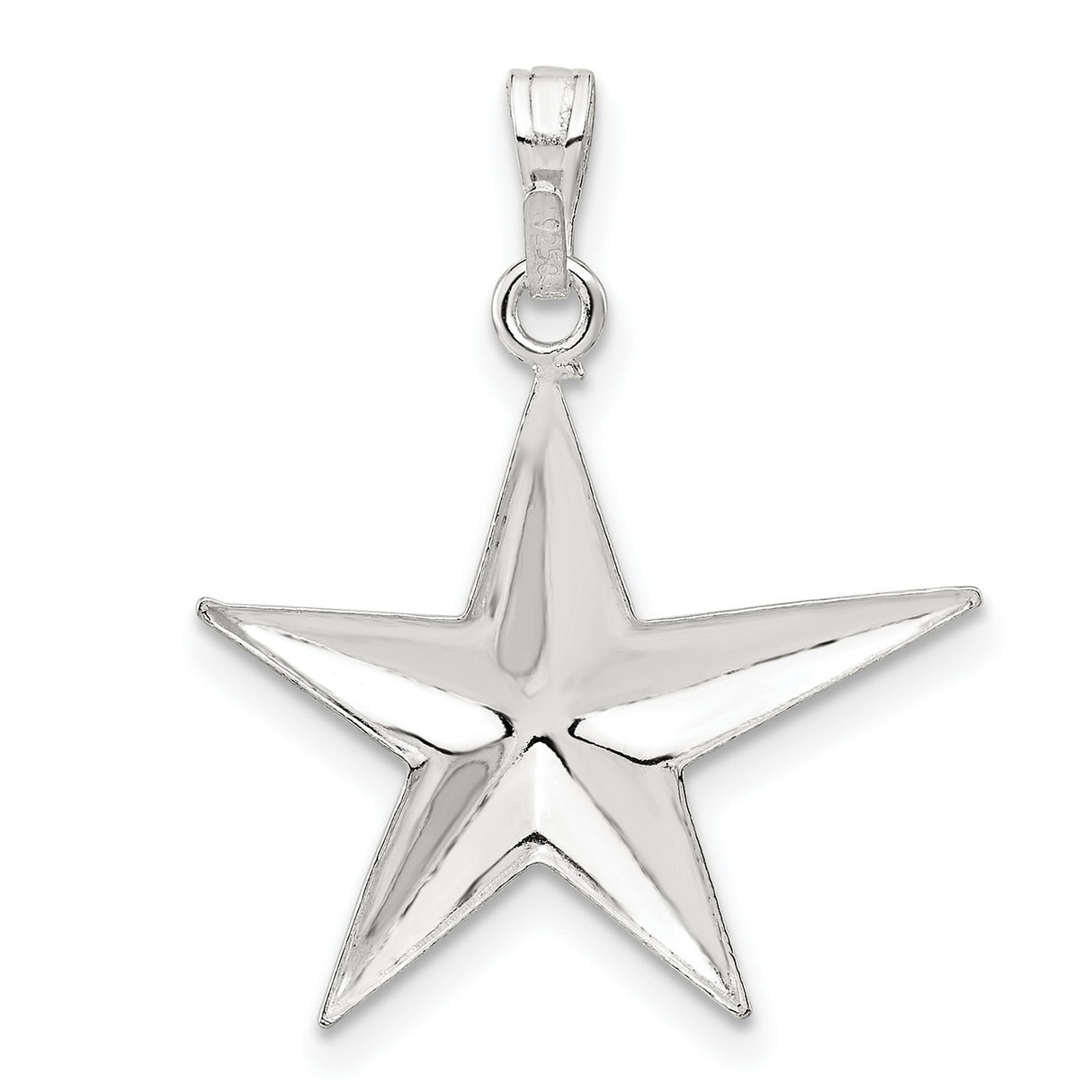 Sterling Silver Star Pendant, Three-Dimensional Five-Point Design, Minimalist Celestial Charm