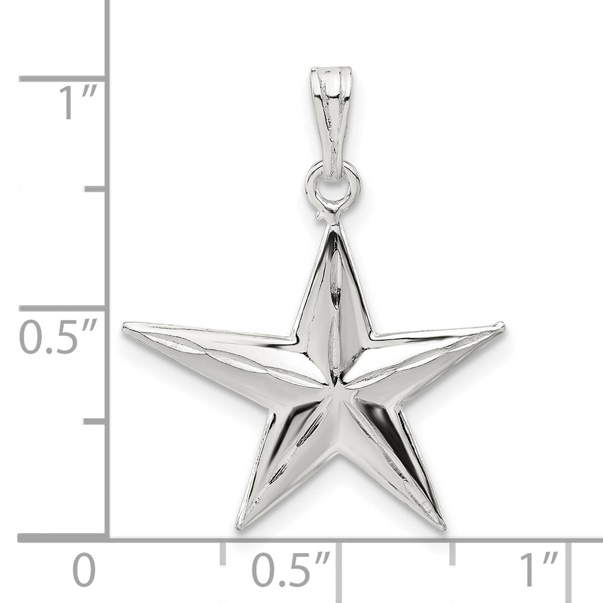 Sterling Silver Star Pendant, Three-Dimensional Five-Point Design, Minimalist Celestial Charm