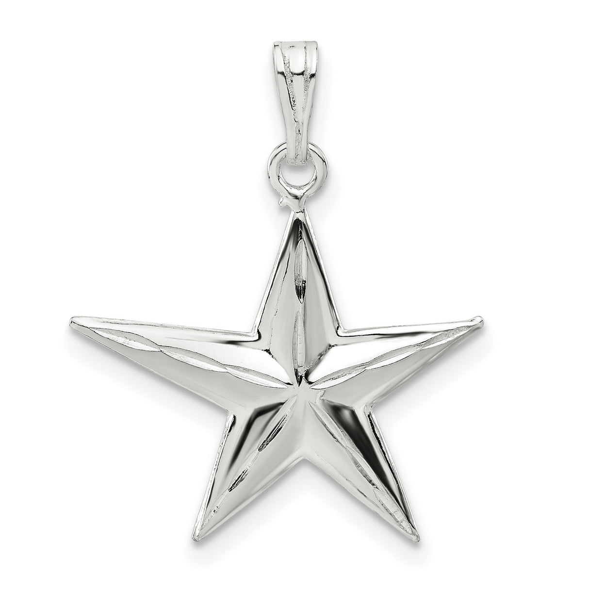 Sterling Silver Star Pendant, Three-Dimensional Five-Point Design, Minimalist Celestial Charm