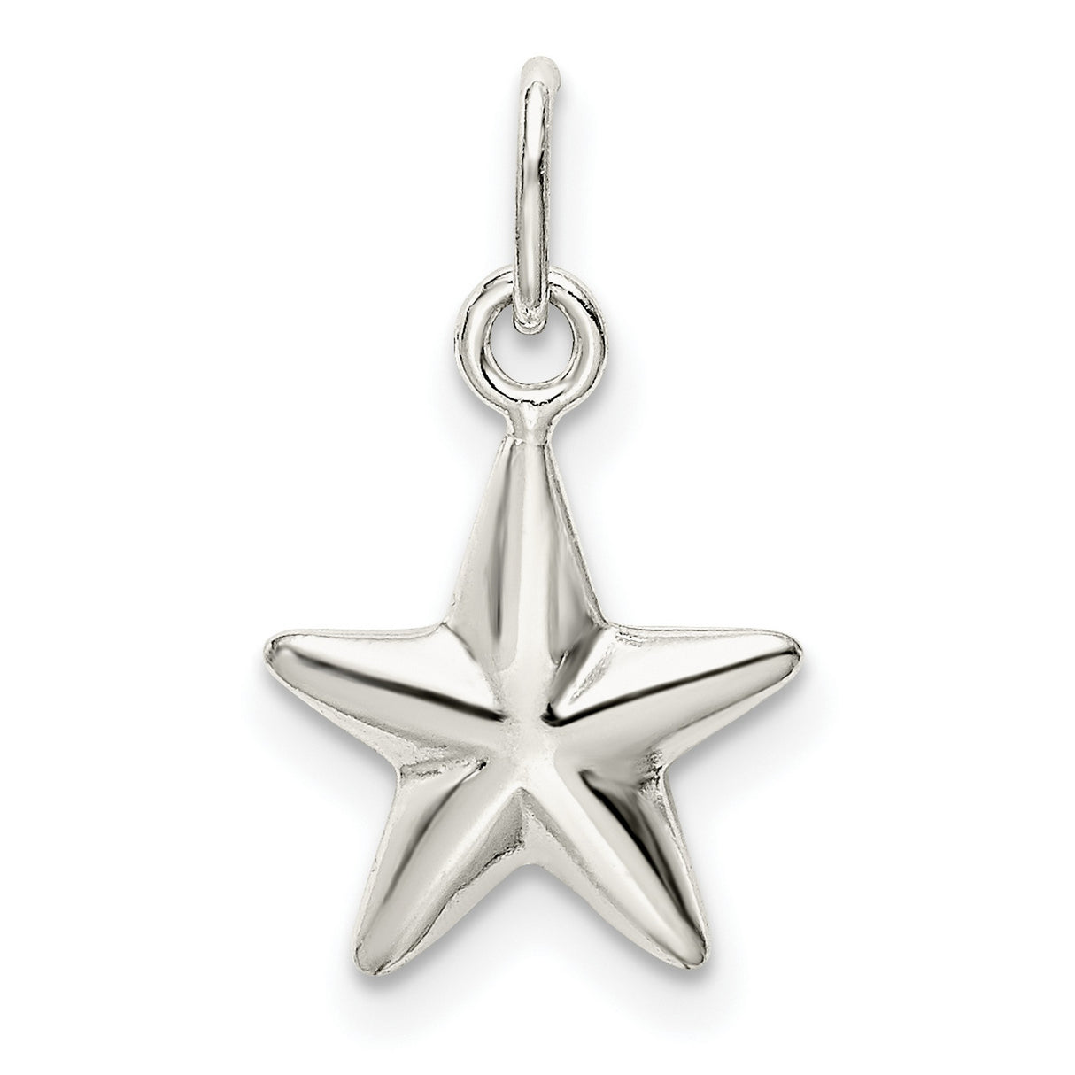 Sterling Silver Star Pendant Charm, Five-Point Polished Design, Celestial Astrology Theme