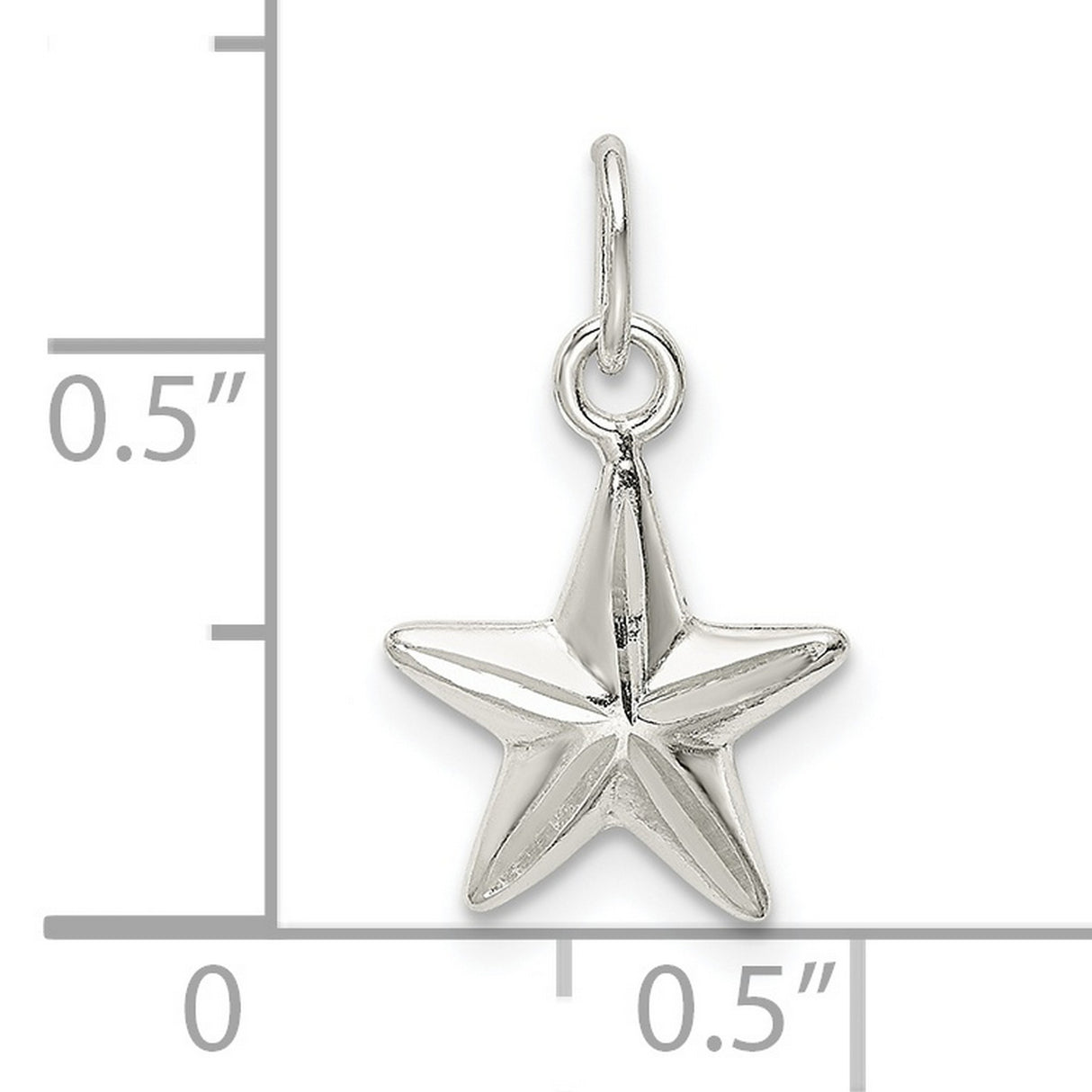 Sterling Silver Star Pendant Charm, Five-Point Polished Design, Celestial Astrology Theme