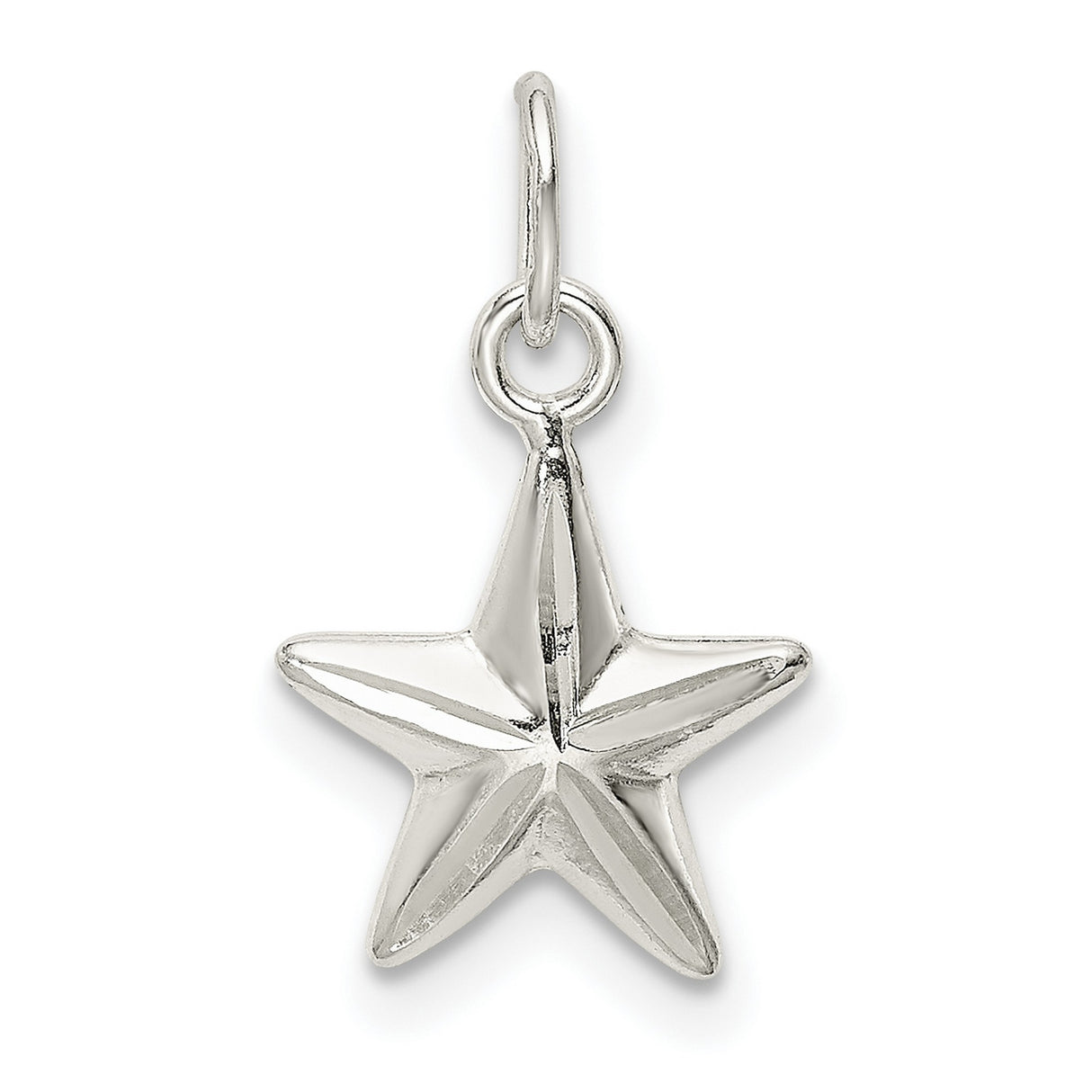 Sterling Silver Star Pendant Charm, Five-Point Polished Design, Celestial Astrology Theme