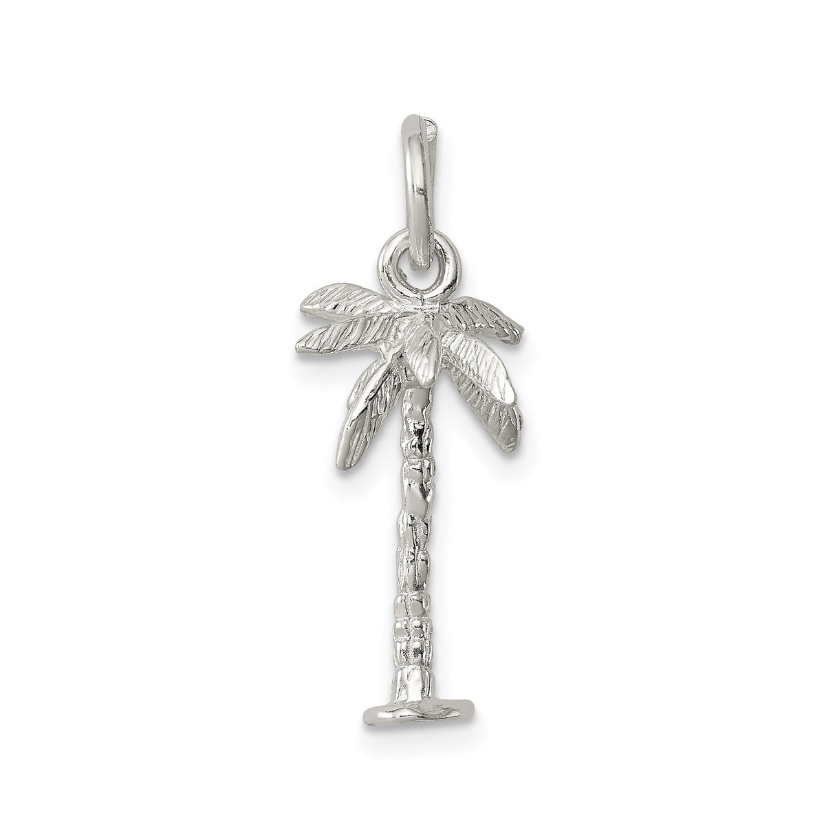 Sterling Silver Palm Tree Pendant, Tropical Island Charm, Beach Vacation Jewelry for Women or Unisex