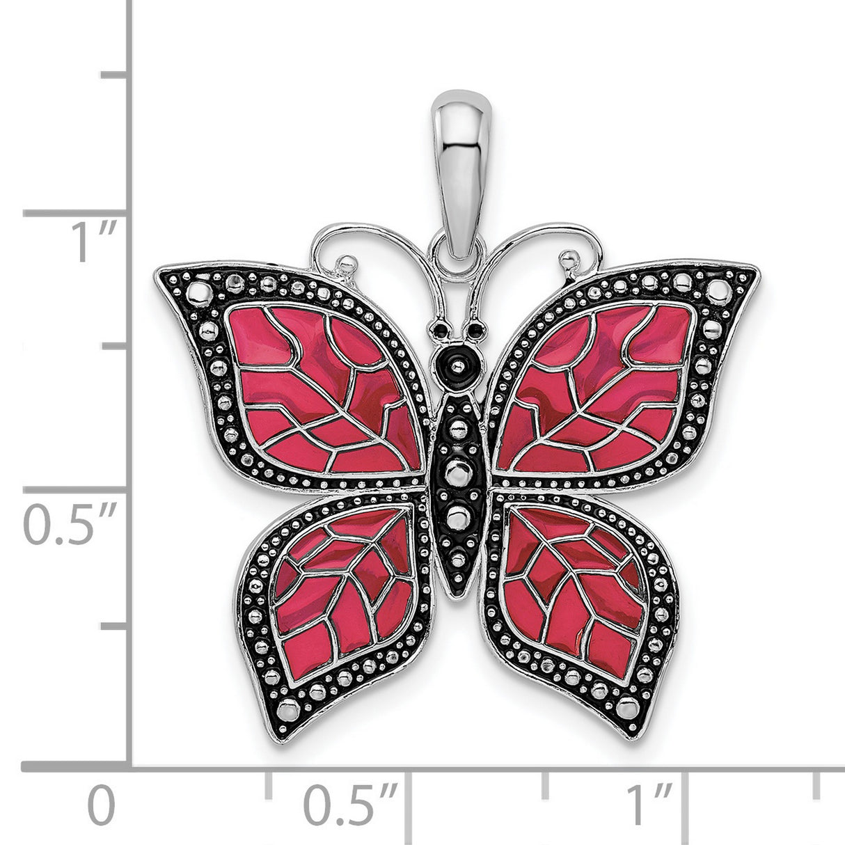 Sterling Silver Butterfly Pendant with Pink Enamel Wings and Marcasite Leaf Accents, Nature-Inspired Jewelry