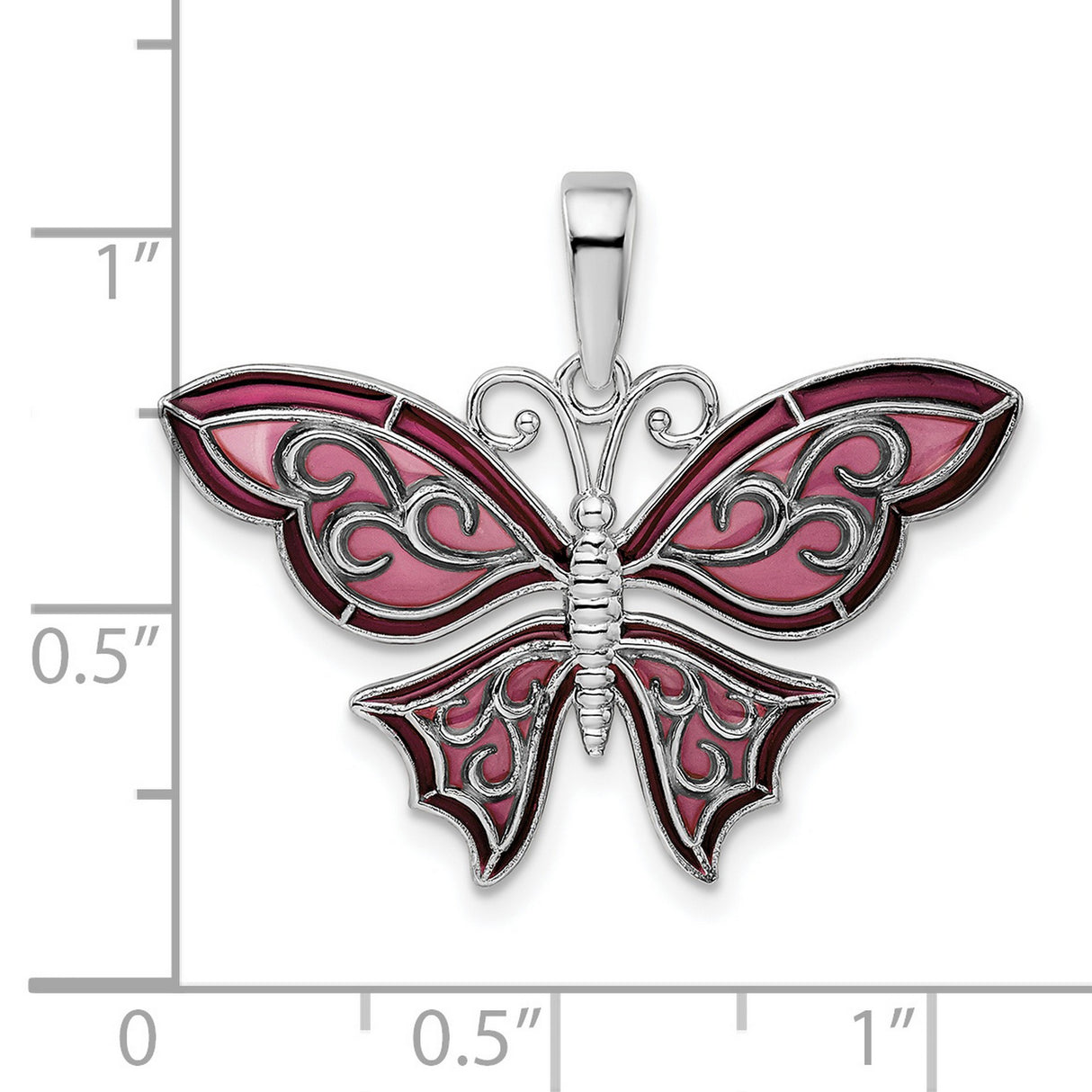 Sterling Silver Butterfly Pendant with Purple Pink Enamel Wings, Nature-Inspired Whimsical Design