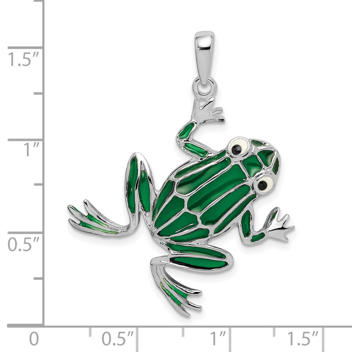 Sterling Silver Frog Pendant with Green Enamel, Nature-Inspired Animal Jewelry for Women
