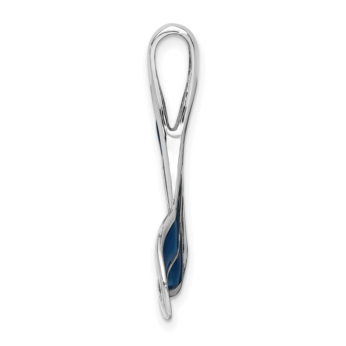 Sterling Silver Whale Tail Pendant with Blue Enamel, Nautical Ocean Theme Jewelry