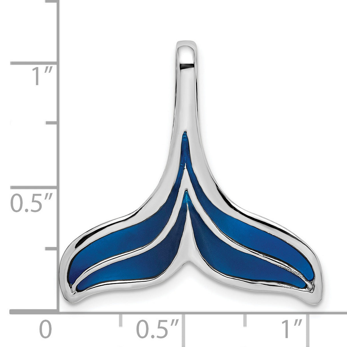 Sterling Silver Whale Tail Pendant with Blue Enamel, Nautical Ocean Theme Jewelry