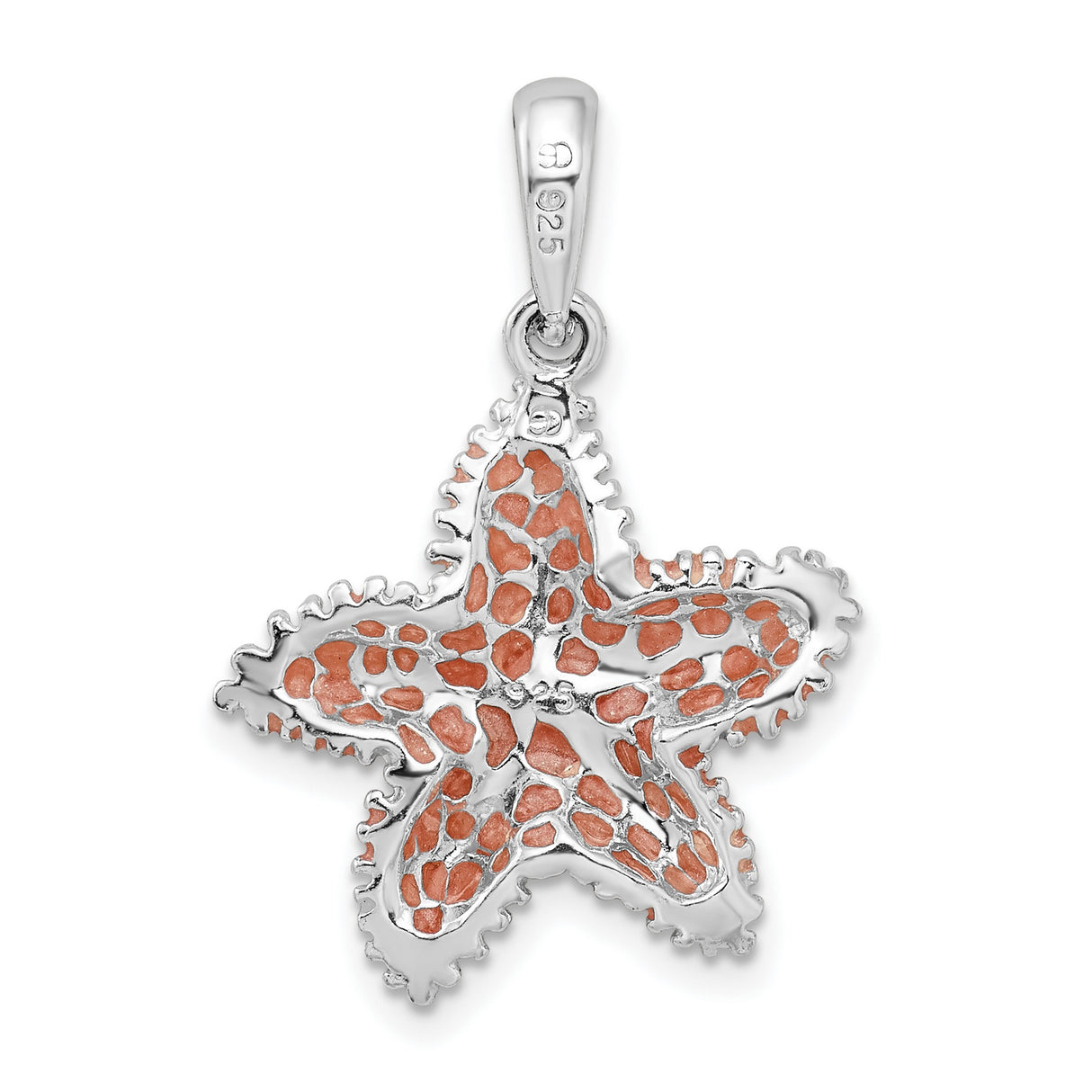 Sterling Silver Starfish Pendant with Pink Enamel Accents, Nautical Ocean-Inspired Jewelry