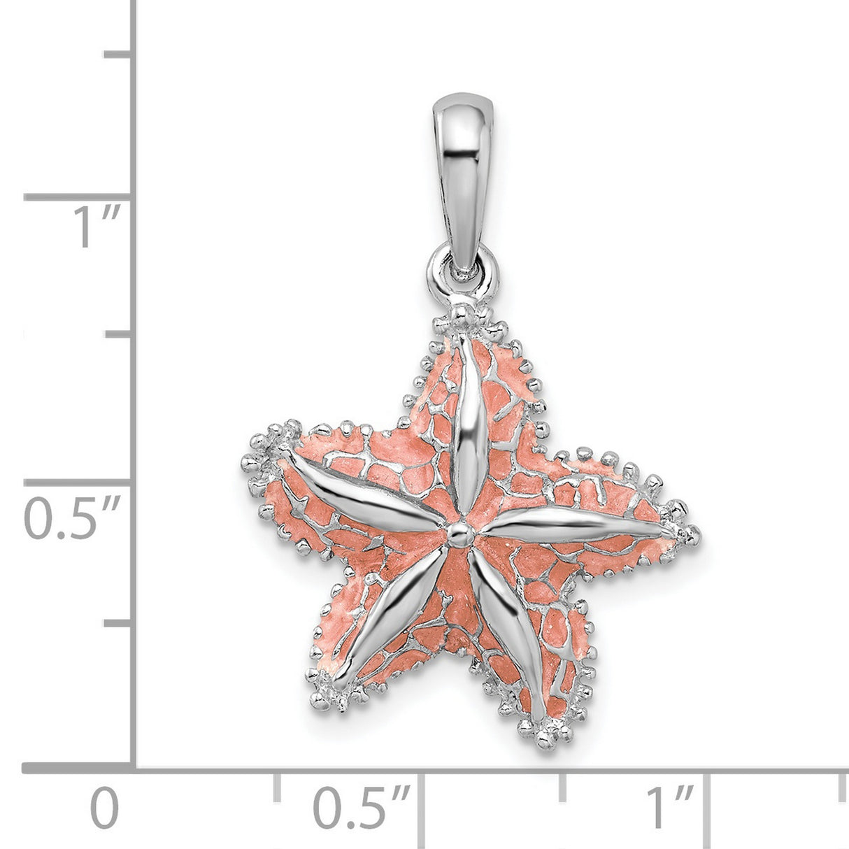 Sterling Silver Starfish Pendant with Pink Enamel Accents, Nautical Ocean-Inspired Jewelry