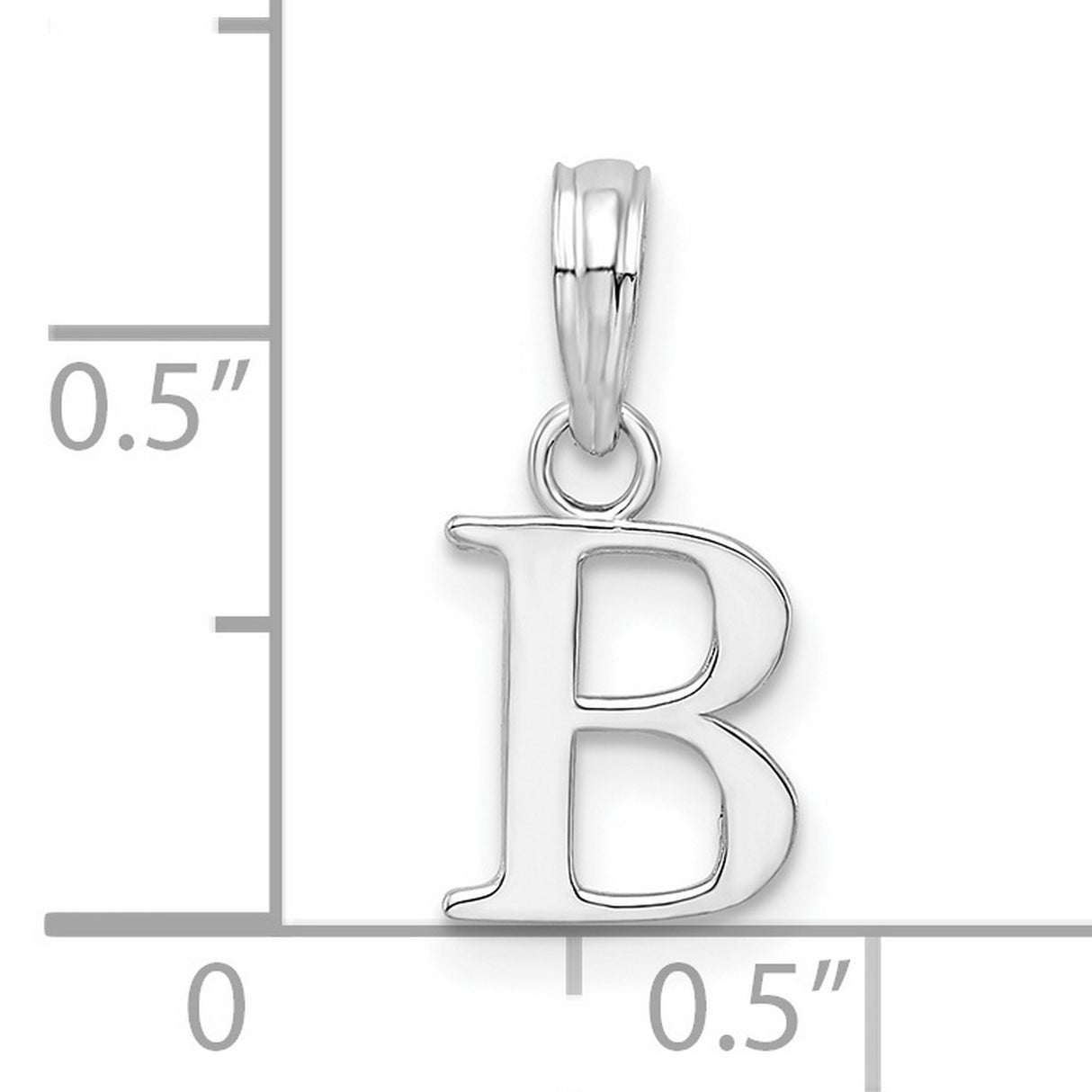 Sterling Silver Initial B Pendant Charm, Polished Block Letter Design, Unisex Alphabet Jewelry
