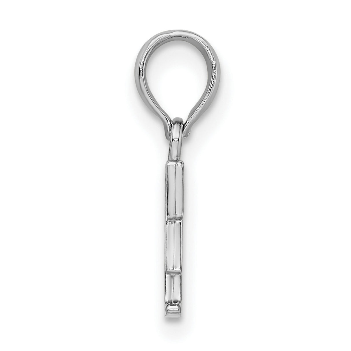Sterling Silver Pendant, Polished Block Letter F Initial Charm, Minimal Monogram Style