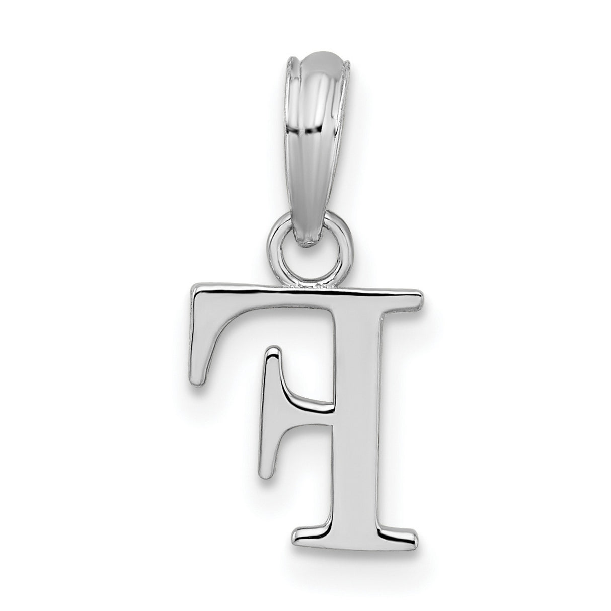 Sterling Silver Pendant, Polished Block Letter F Initial Charm, Minimal Monogram Style