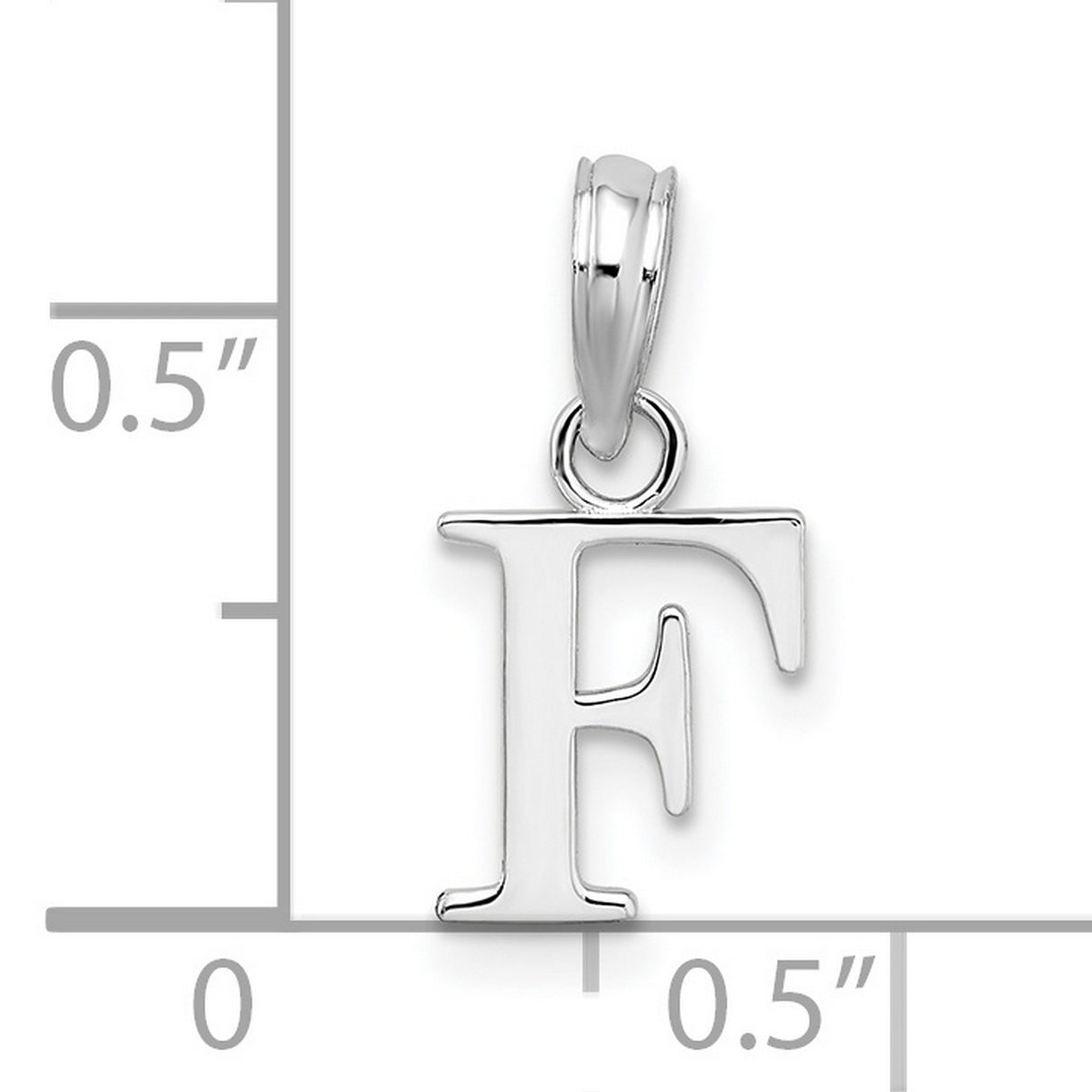 Sterling Silver Pendant, Polished Block Letter F Initial Charm, Minimal Monogram Style