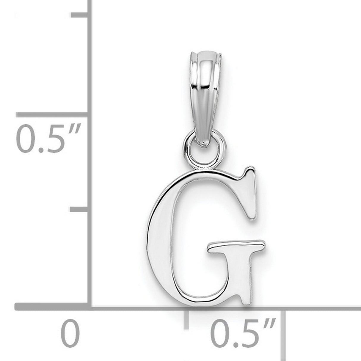 Sterling Silver Letter G Pendant Charm, Polished Block Initial Design, Unisex Jewelry
