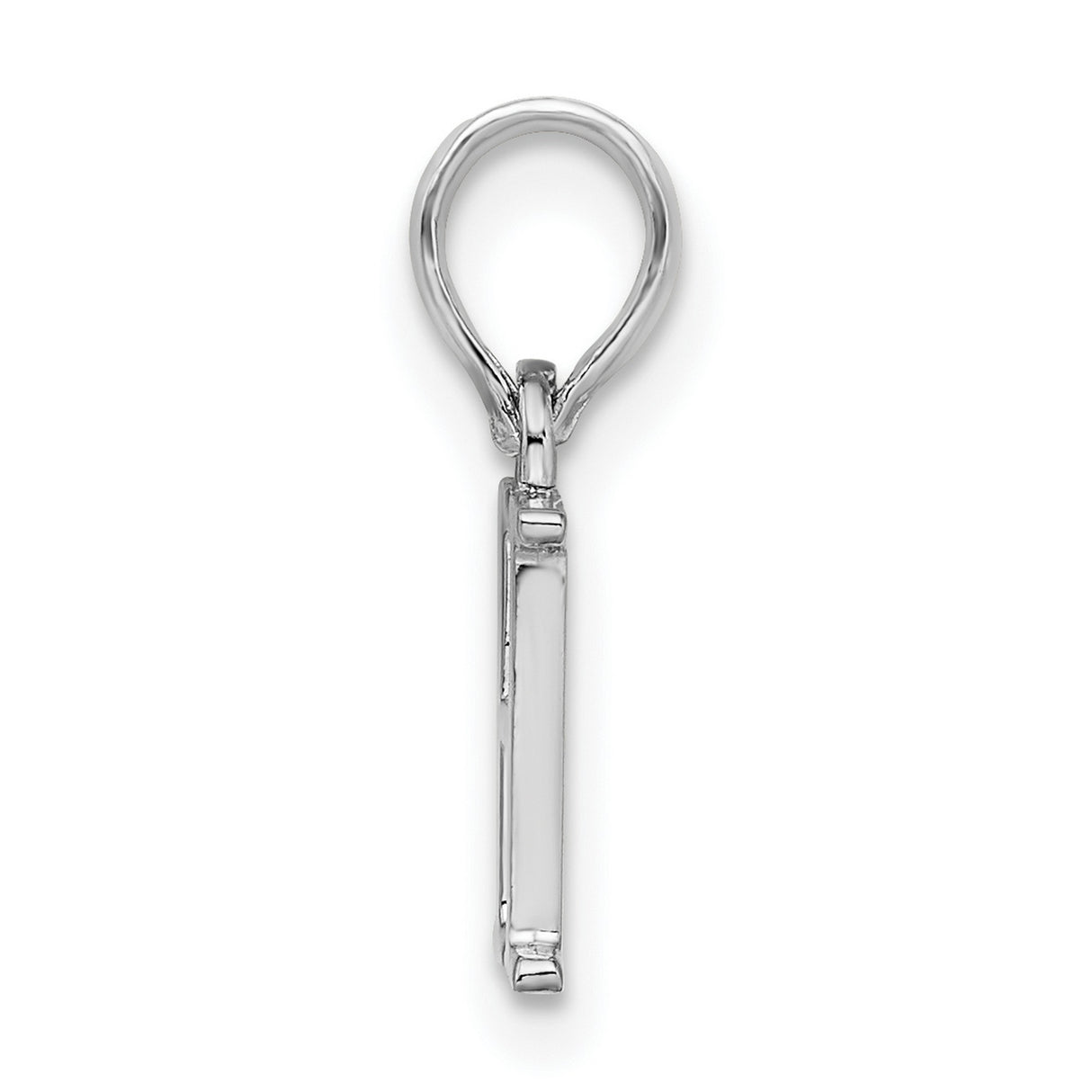 Sterling Silver Letter H Pendant, Polished Block Font Initial Charm, Unisex Alphabet Jewelry