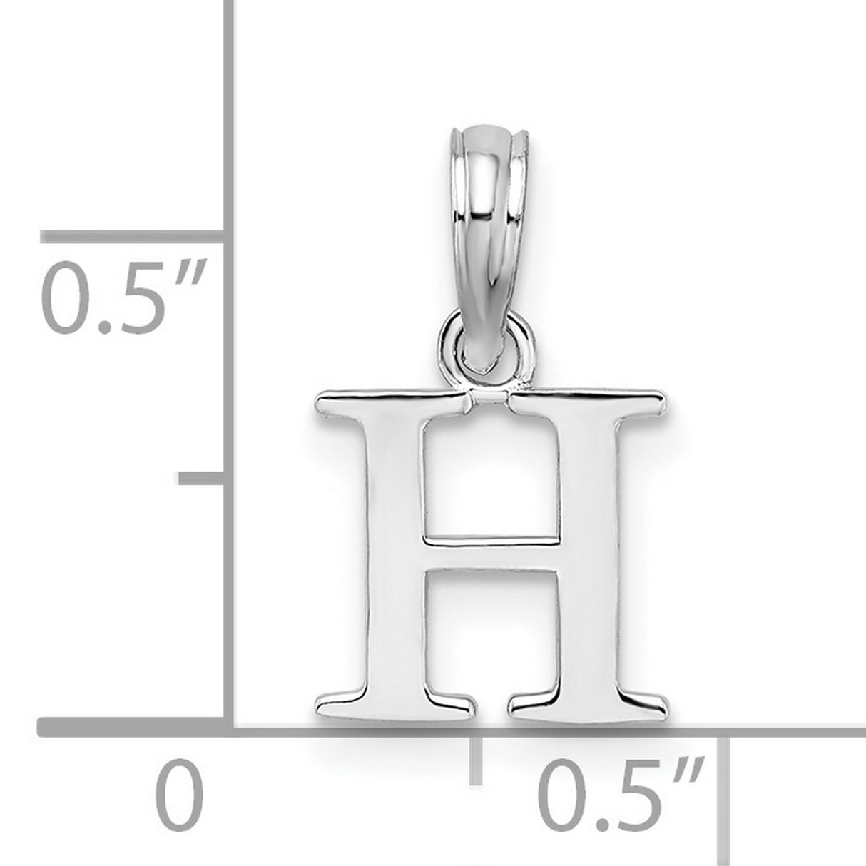 Sterling Silver Letter H Pendant, Polished Block Font Initial Charm, Unisex Alphabet Jewelry