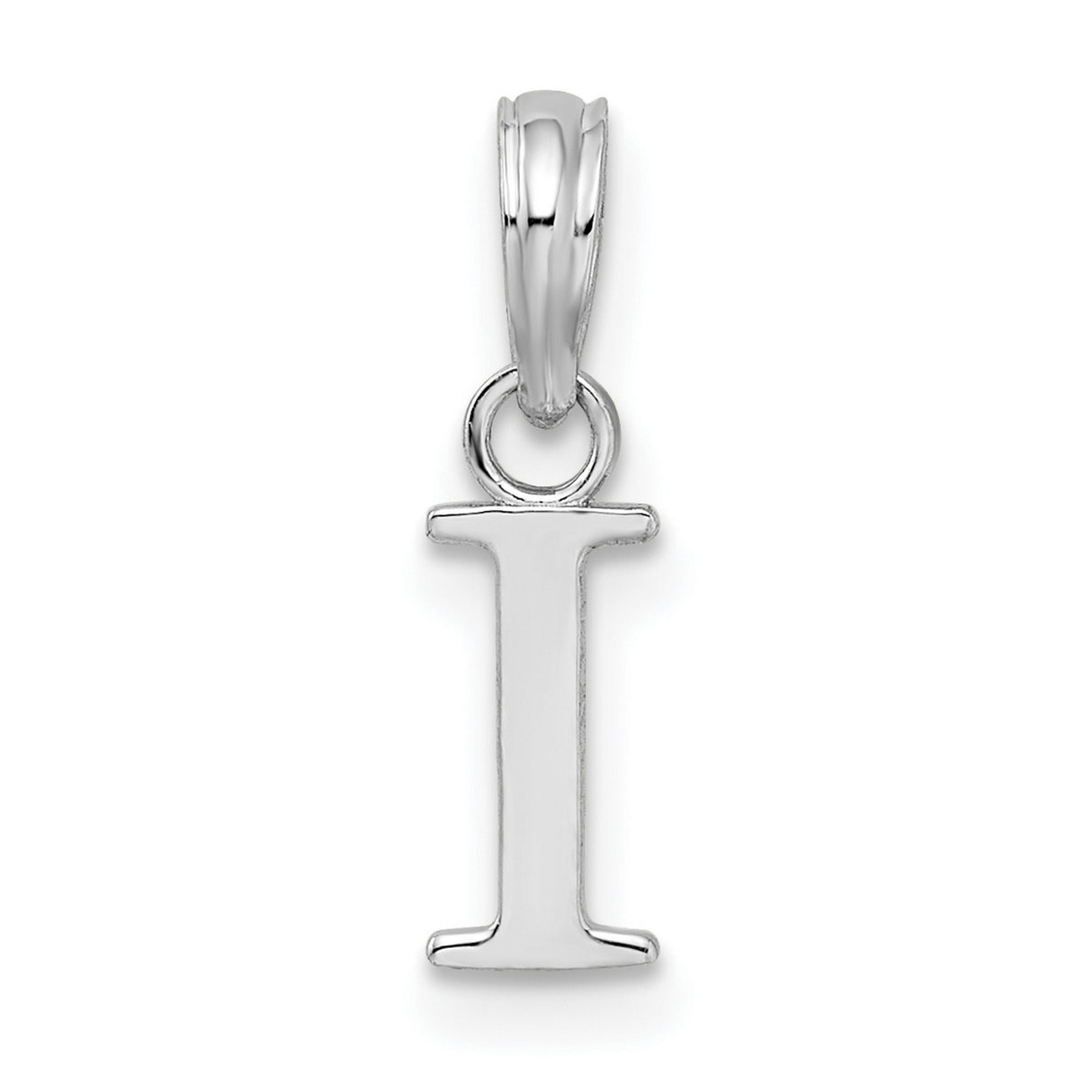 Sterling Silver Initial Pendant with Capital Letter I, Block Font Alphabet Charm
