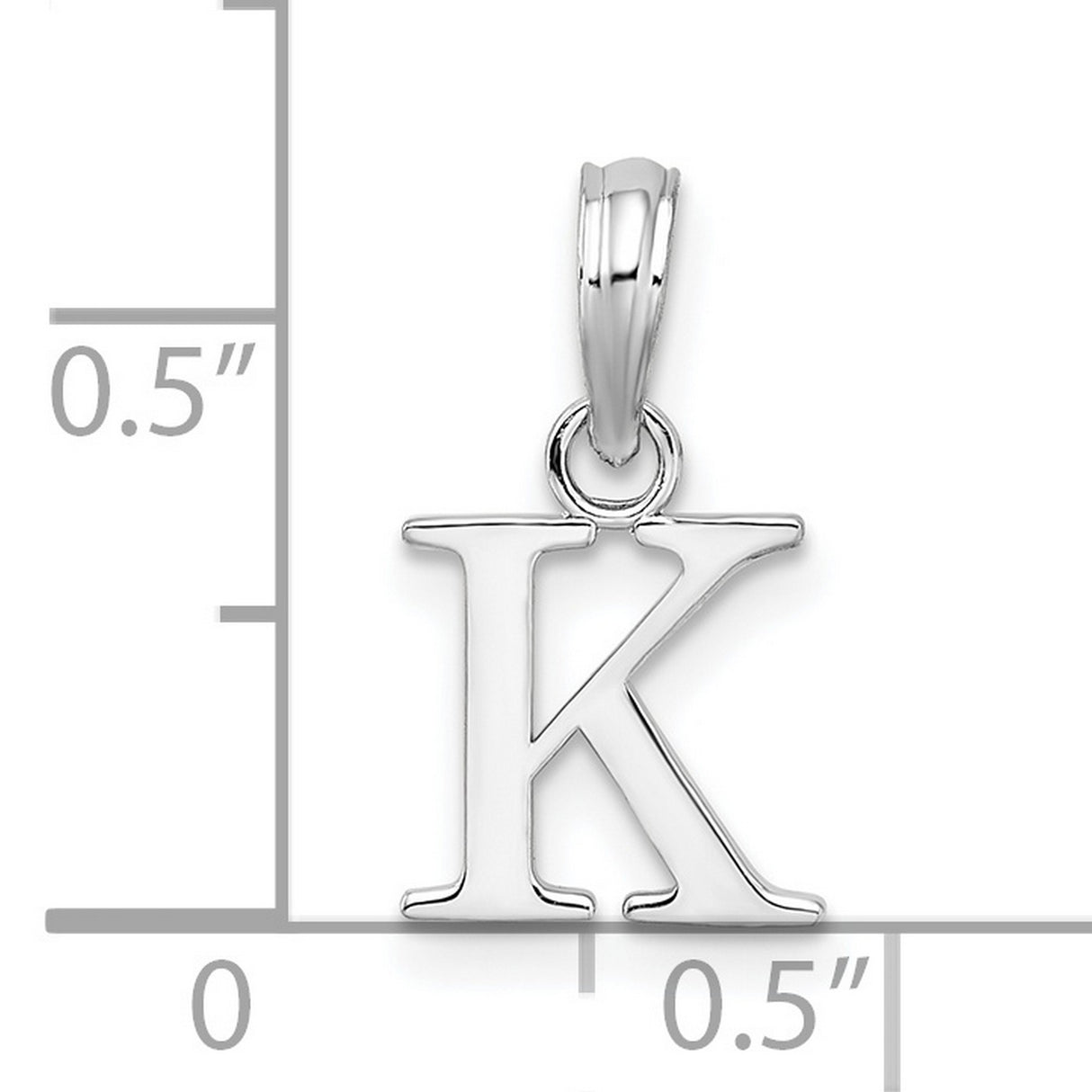 Sterling Silver Initial Pendant with Polished Uppercase K Charm, Modern Block Letter Monogram