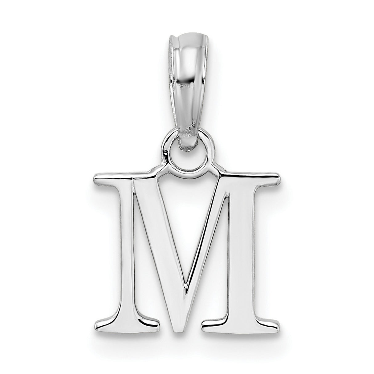 Sterling Silver Letter M Pendant, Uppercase Block Initial Charm for Women or Unisex Wear