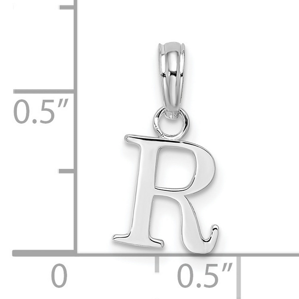 Sterling Silver Initial R Pendant, Polished Block Letter Charm for Necklace or Bracelet