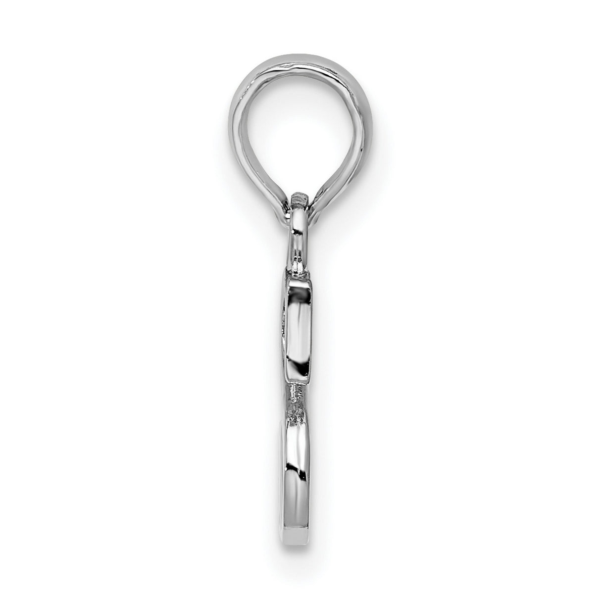 Sterling Silver S Initial Pendant, Polished Cursive Uppercase Letter Charm for Women or Unisex