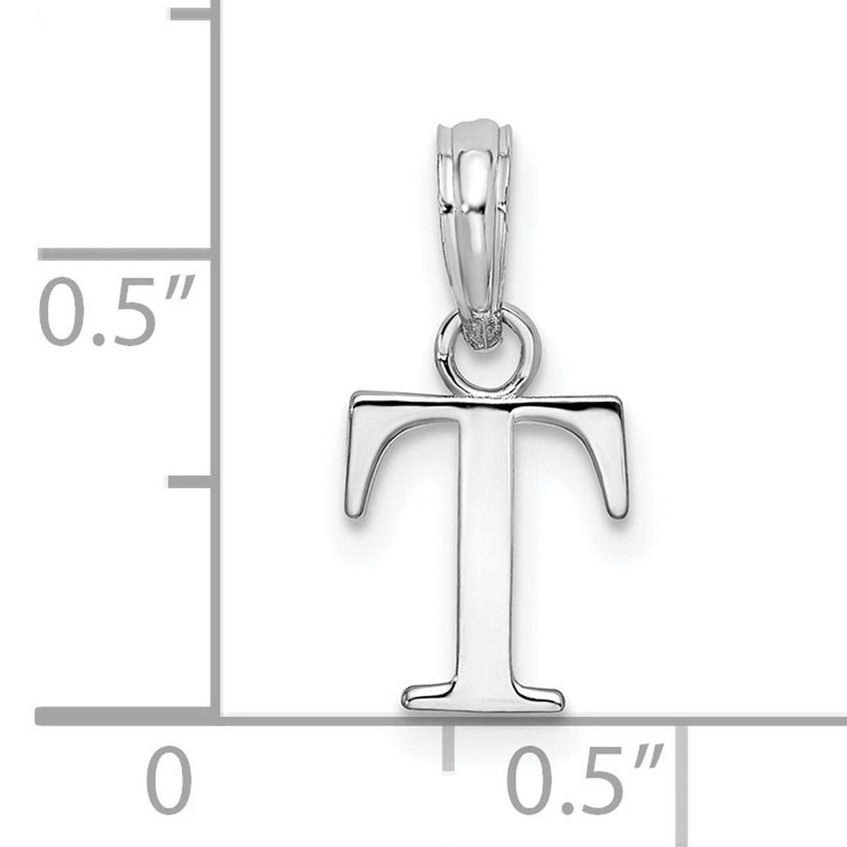 Sterling Silver T Initial Pendant Charm, Polished Block Letter, Unisex Monogram Jewelry