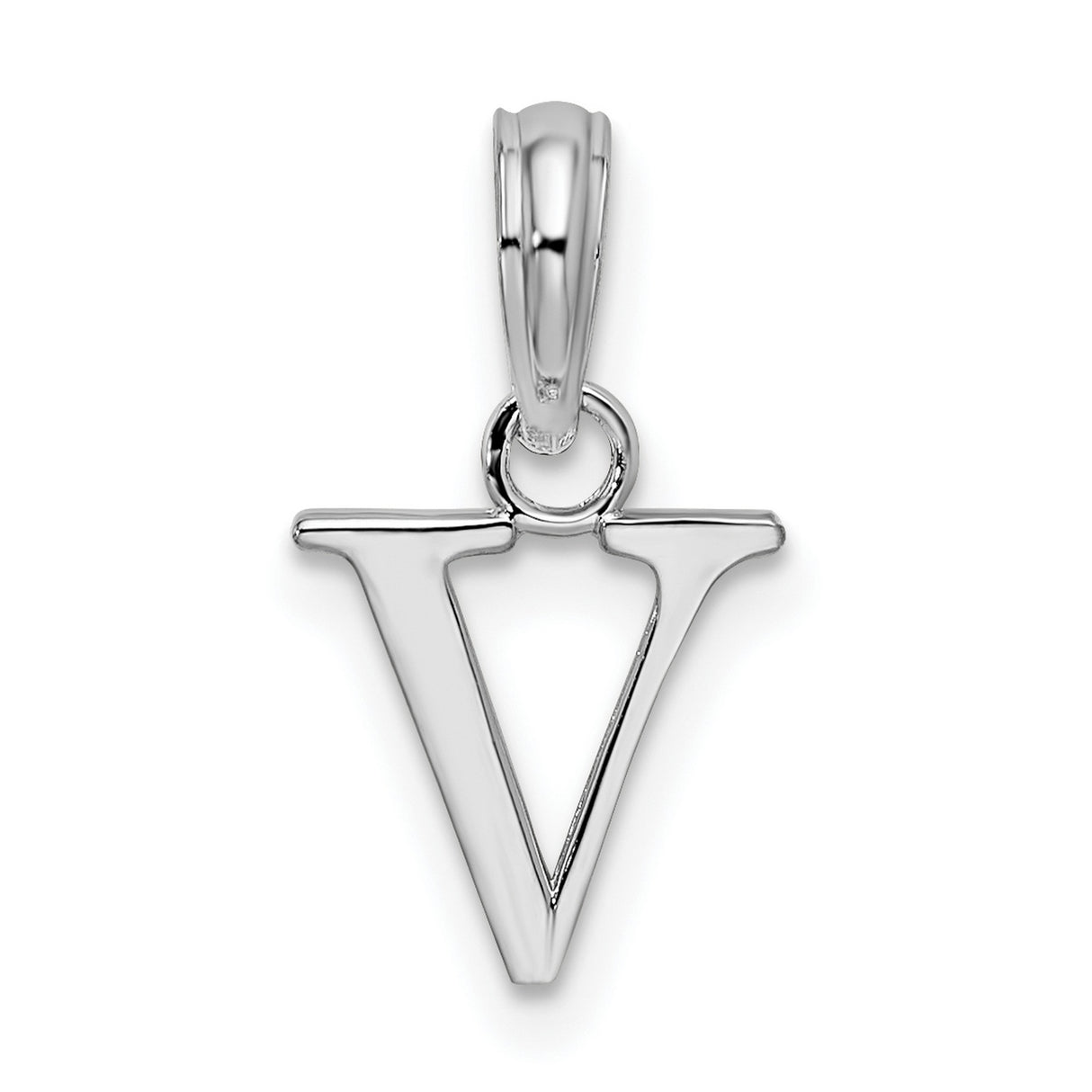 Sterling Silver Letter V Pendant, Polished Finish Alphabet Charm, Modern Monogram Jewelry
