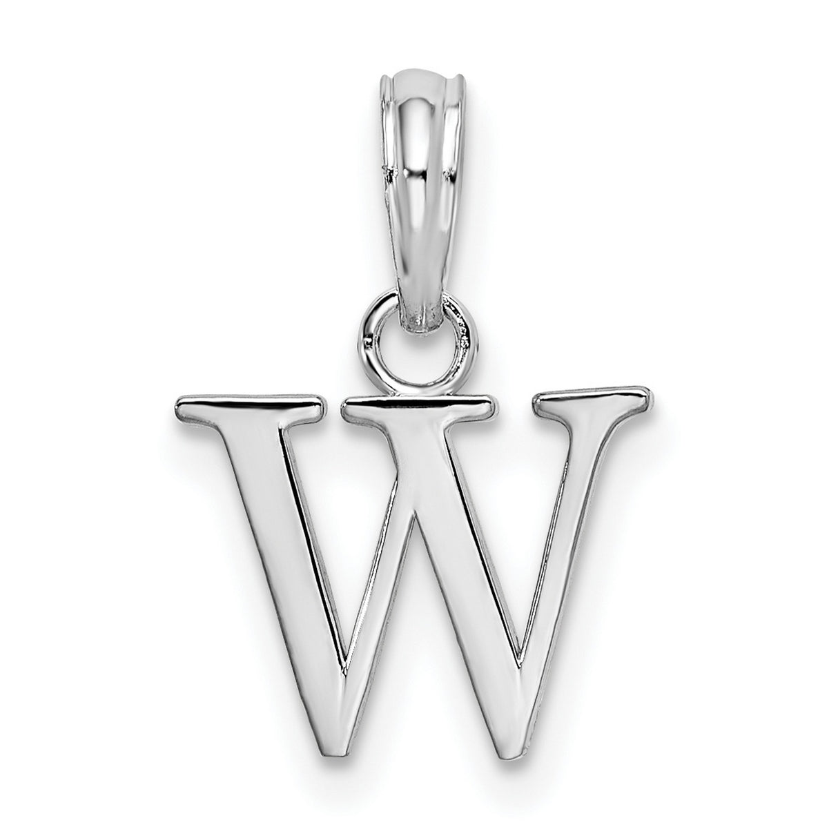 Sterling Silver Pendant, Letter W Block Initial Charm, Minimalist Alphabet Jewelry for Women or Unisex