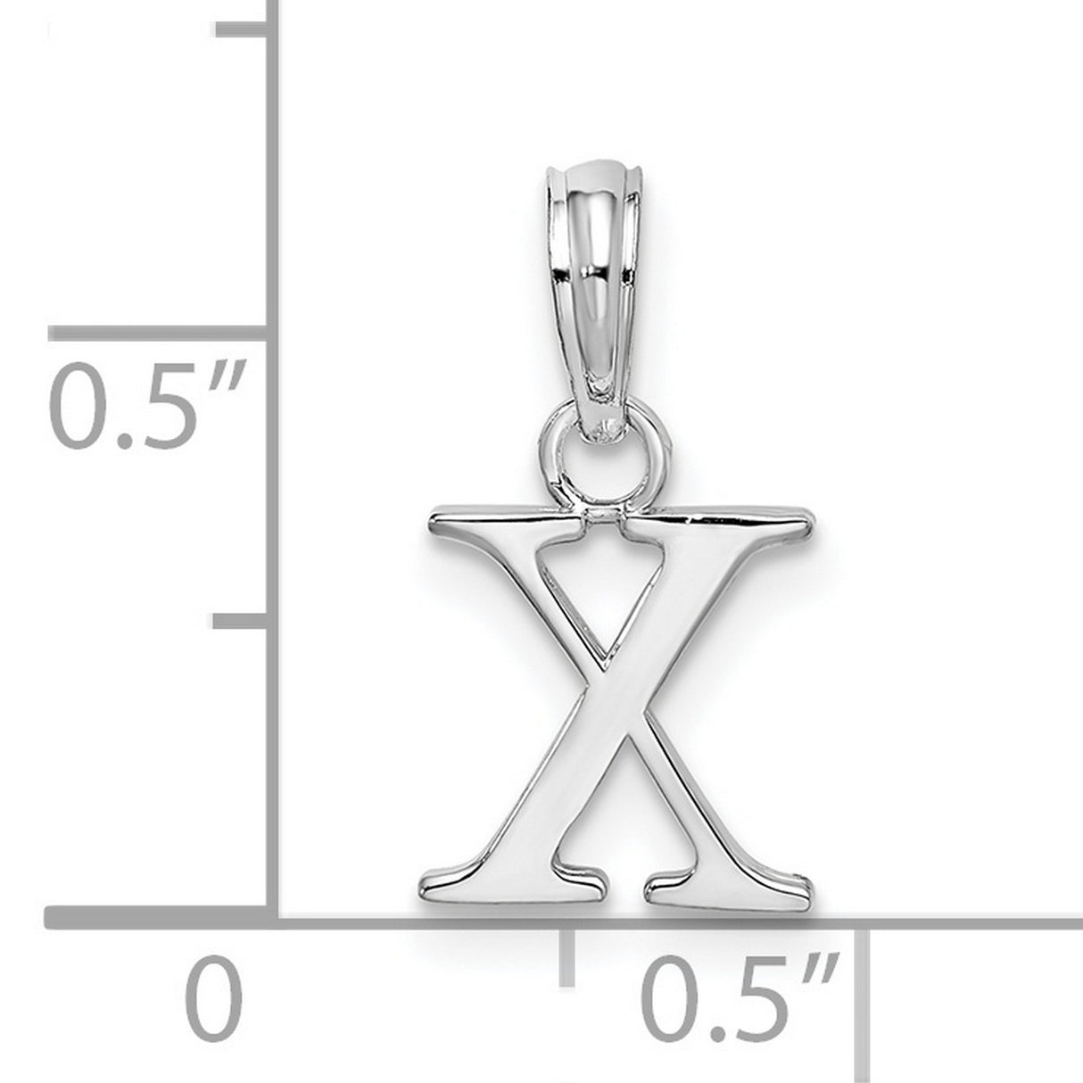Sterling Silver Initial X Pendant Charm, Polished Block Letter Design, Unisex Monogram Jewelry
