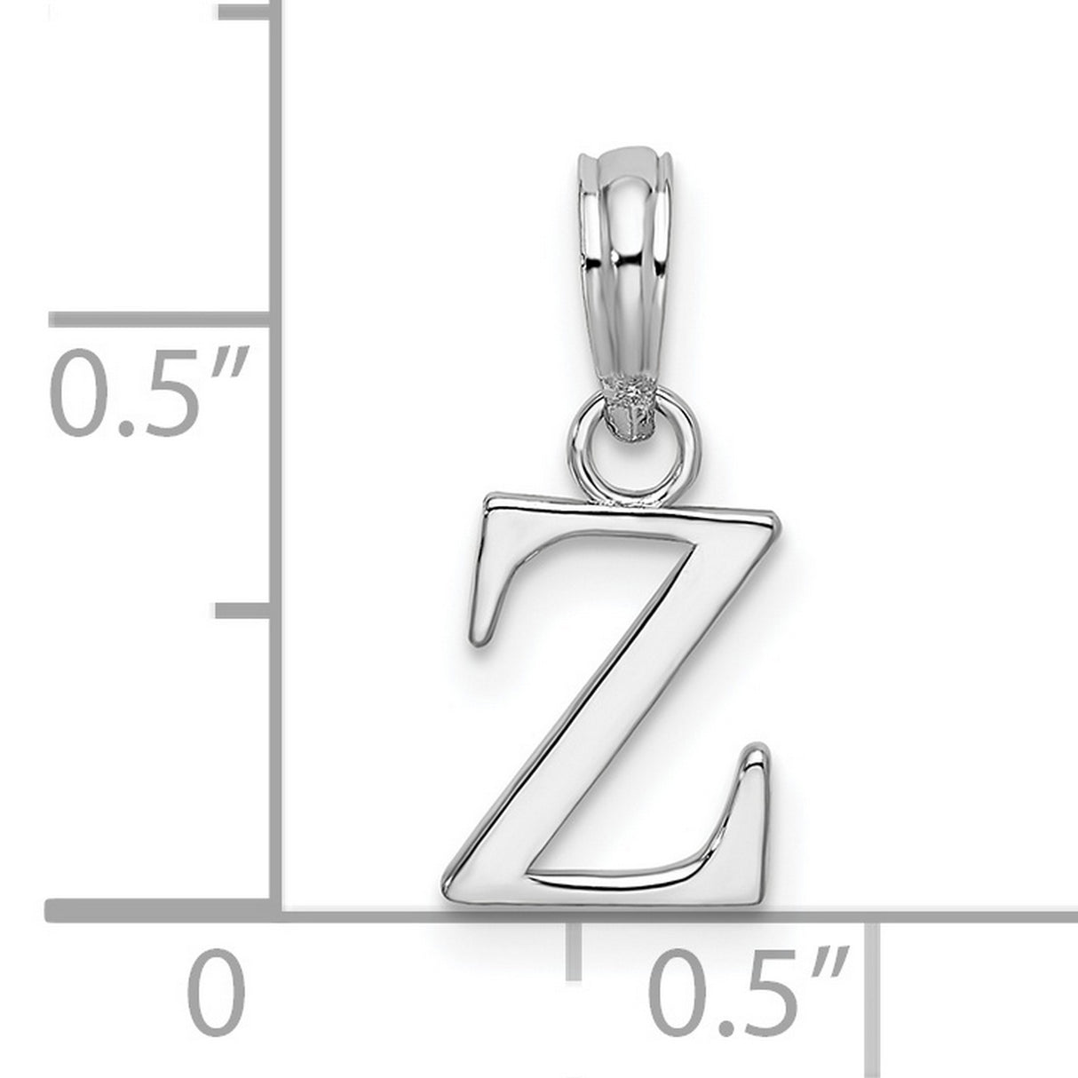 Sterling Silver Pendant with Polished Block Letter Z, Unisex Alphabet Charm Jewelry