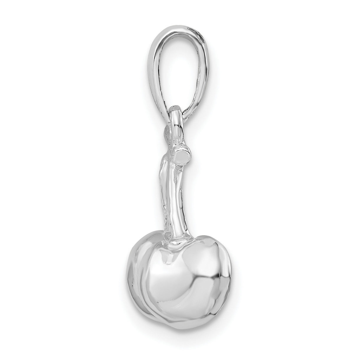 Sterling Silver Cherry Pendant with Detailed Leaf and Stem Design for Women or Teens