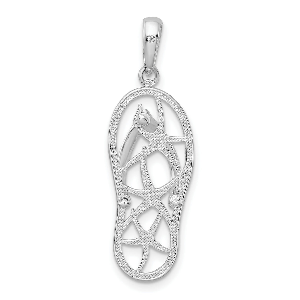 Sterling Silver Flip-Flop Sandal Pendant with 3D Starfish Accents, Nautical Beach Theme