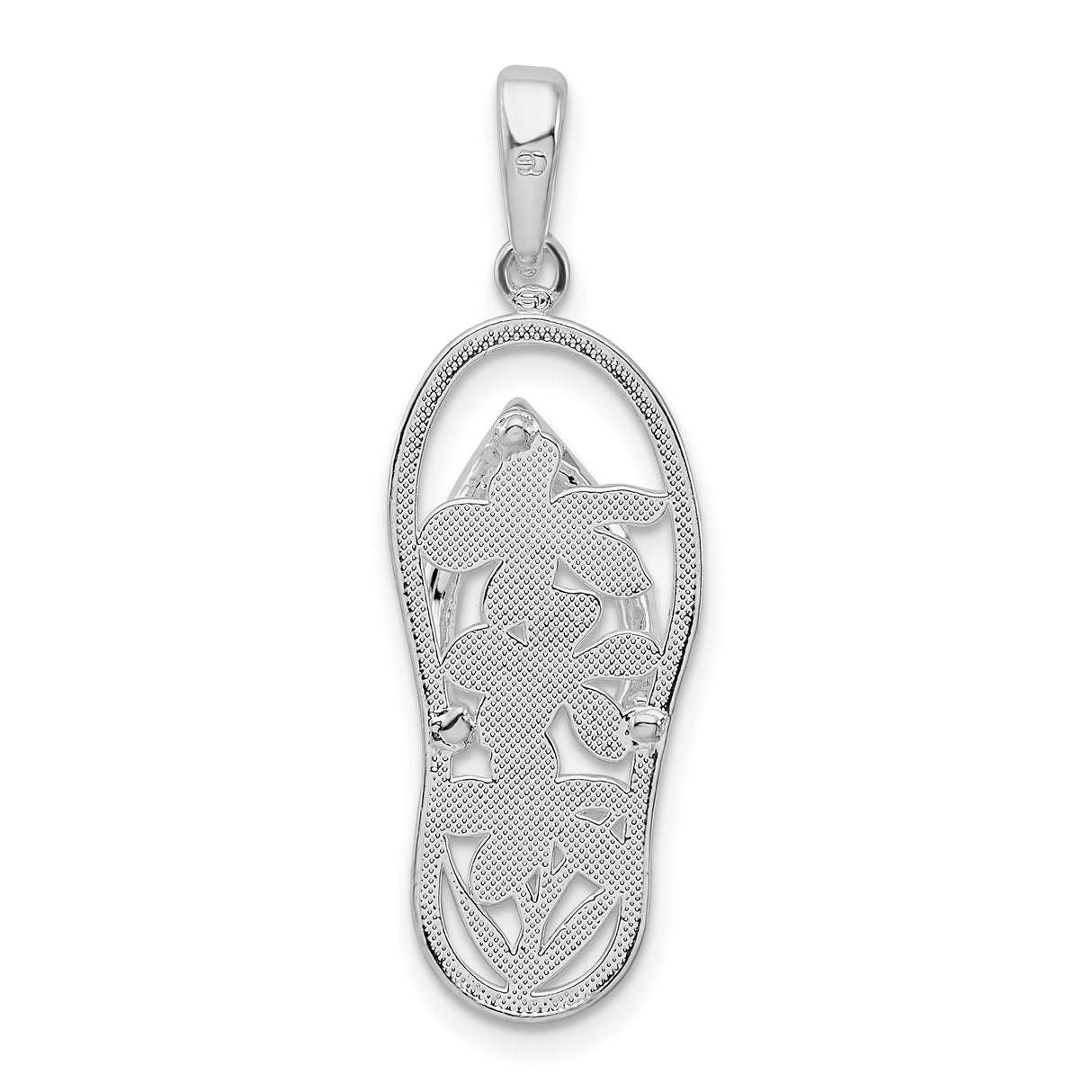 Sterling Silver Flip-Flop Pendant with Tropical Flower Cutout Design