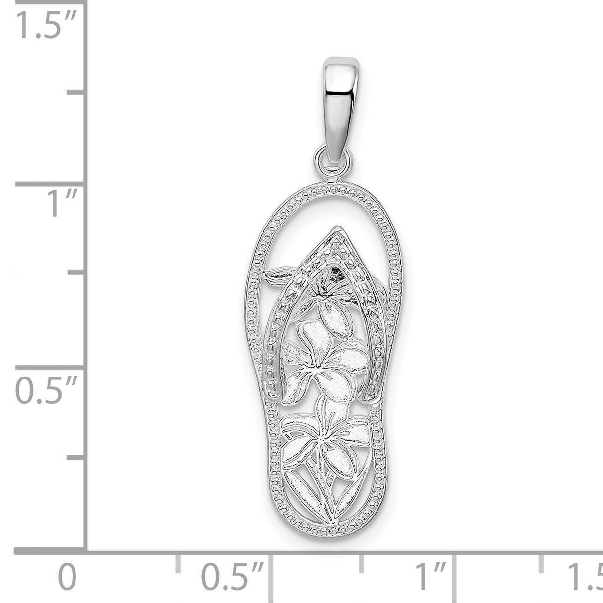 Sterling Silver Flip-Flop Pendant with Tropical Flower Cutout Design